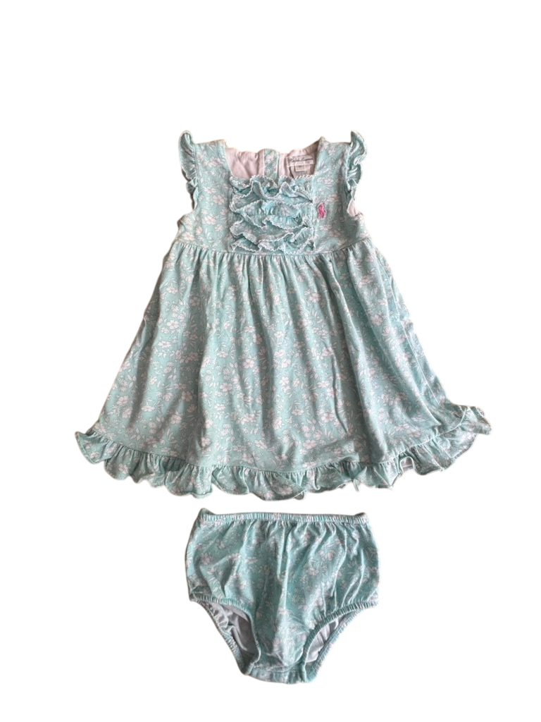 Kleidchen Baby-Girl Türkis mit Blümchen Gr.80/86 | Ralph Lauren