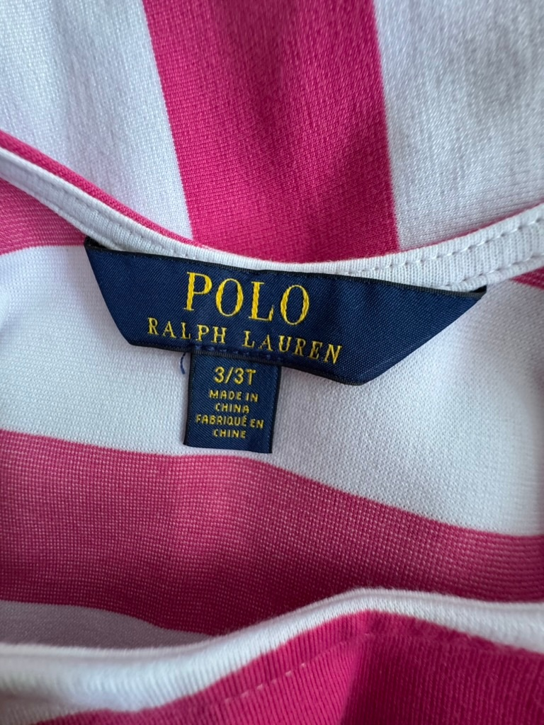 Kleid Blockstreifen Pink-Weiß Gr.98 | Ralph Lauren