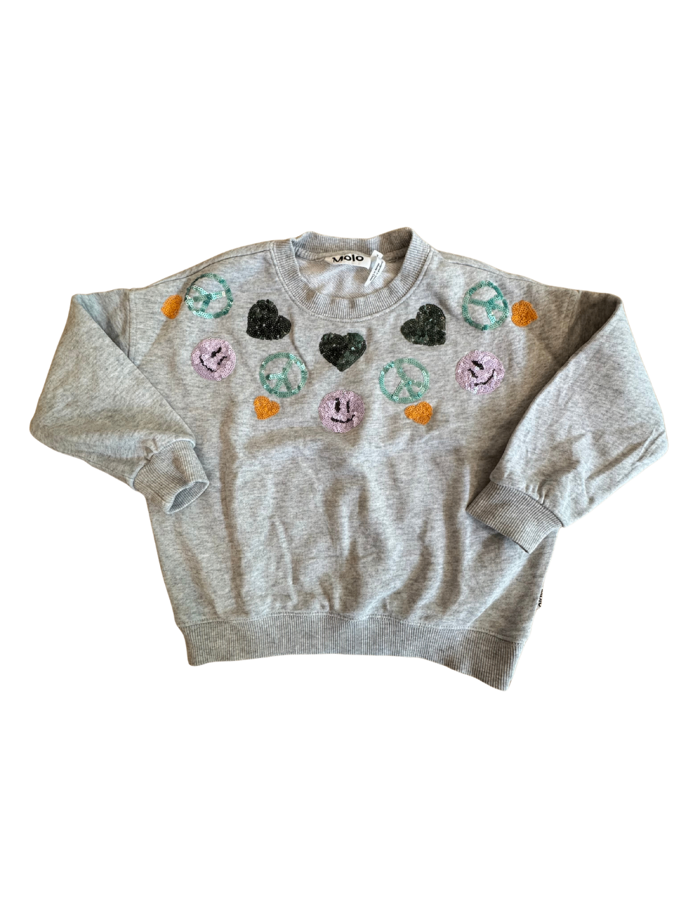 Sweatshirt Grau mit Pailletten-Applikationen Gr.98 | Molo