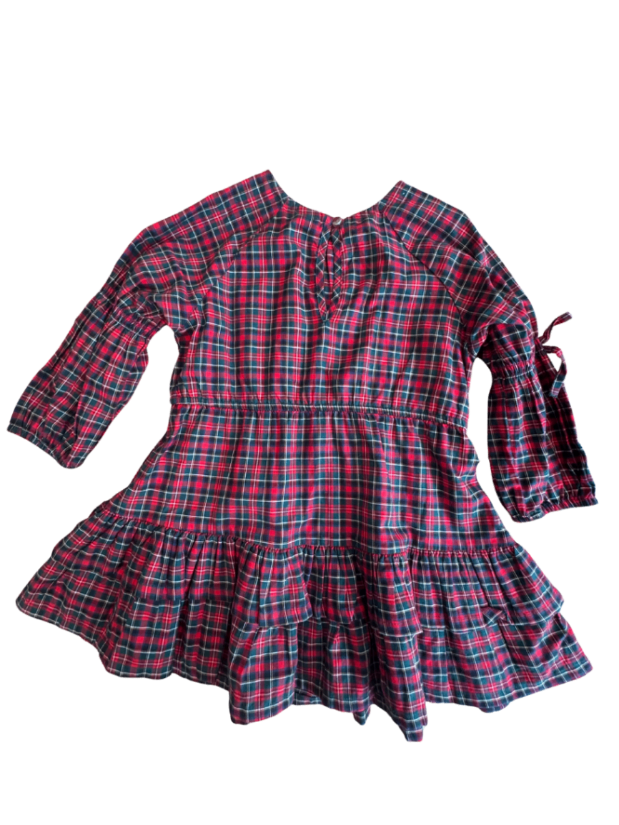 Kleid mit langen Ärmeln, festlich rot-grün kariert Gr.98 | name it