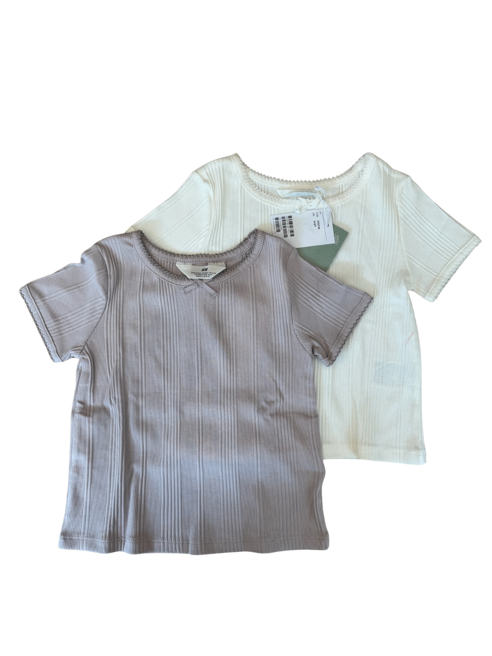 Set: 2 T-Shirts, Rosa und Weiß Gr.110/116 | H&M