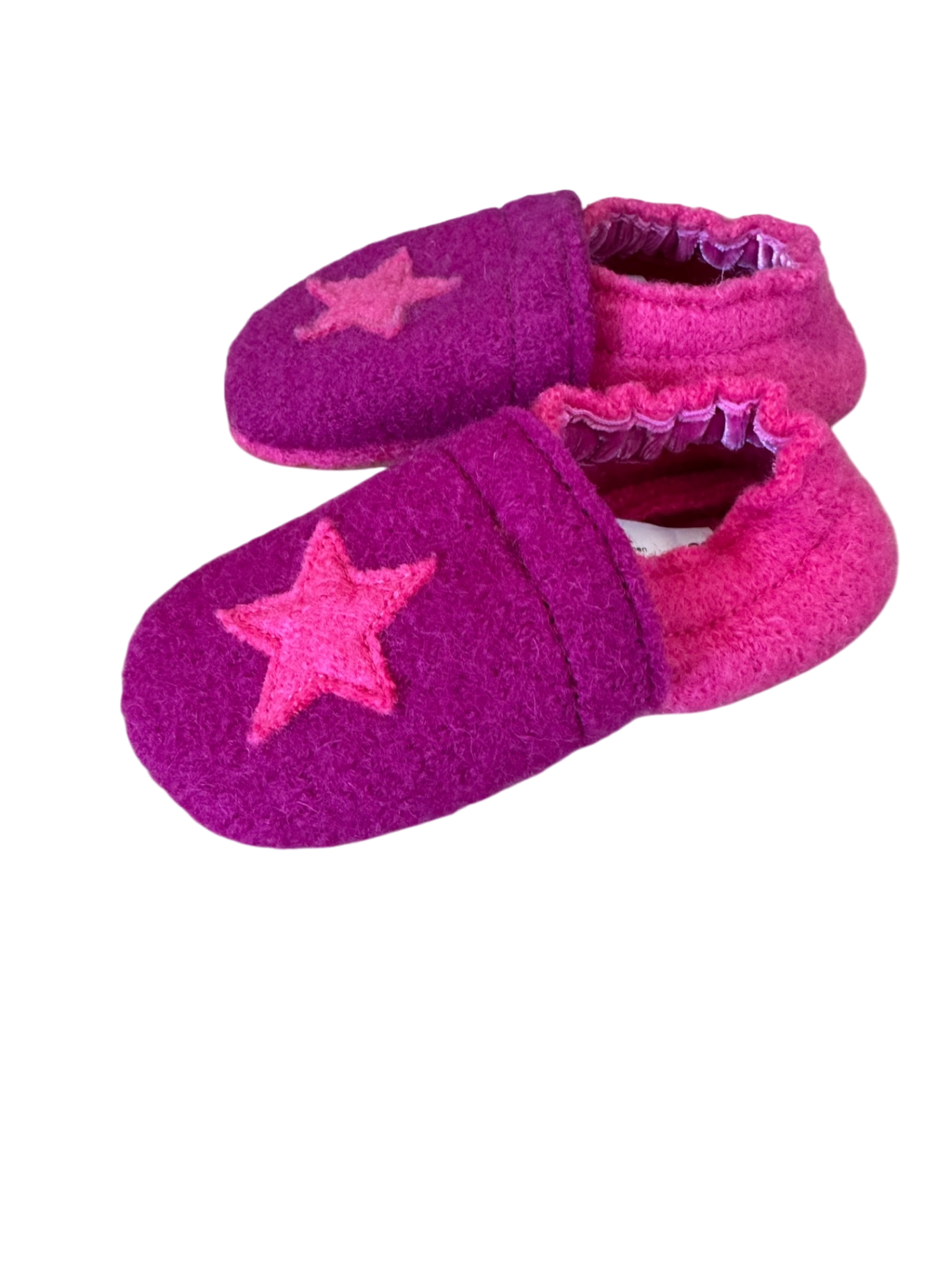 Hausschuhe Babyschuhe Wolle "Sternchen" lila Gr.22 | Nanga