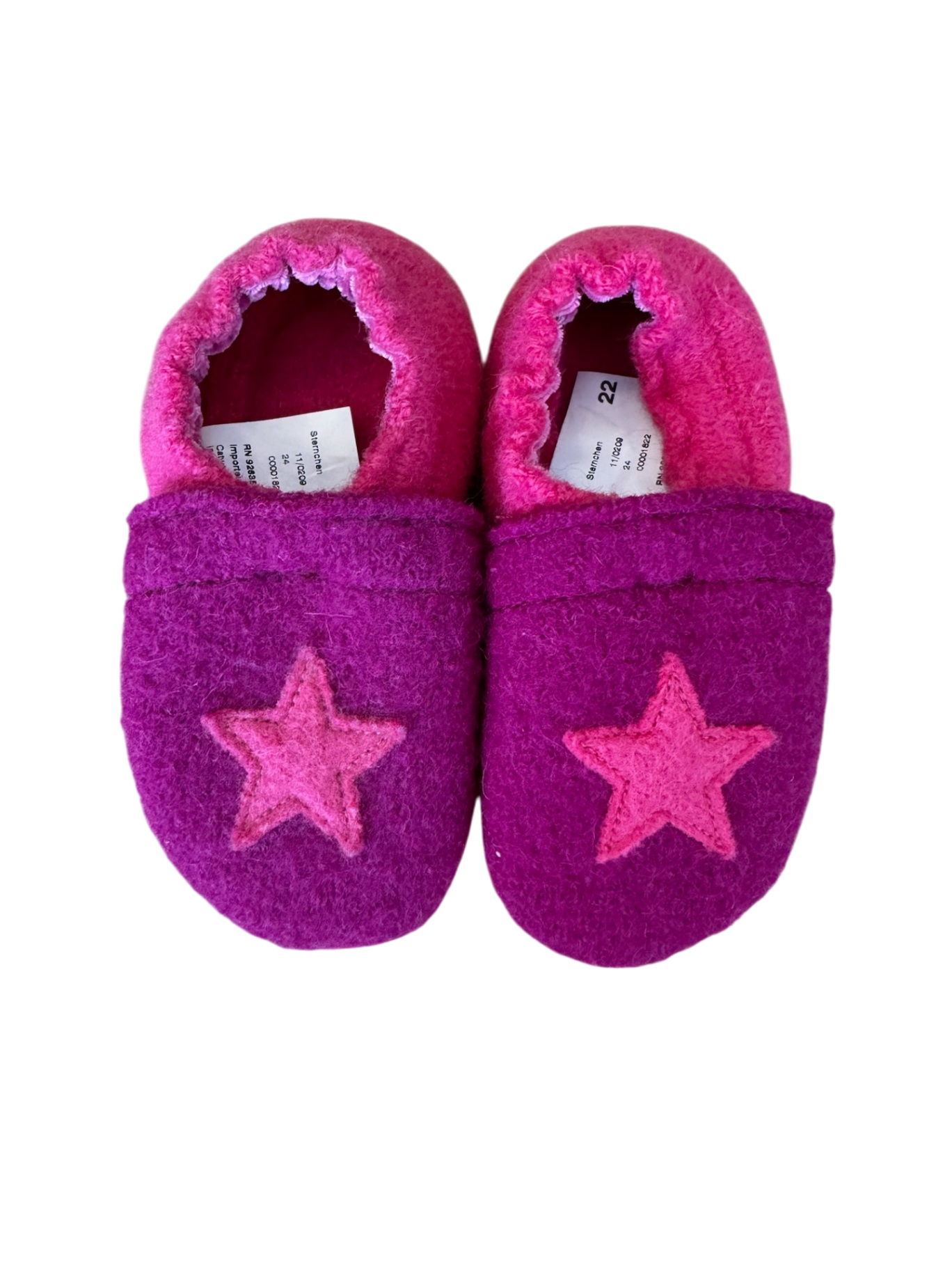 Hausschuhe Babyschuhe Wolle "Sternchen" lila Gr.22 | Nanga