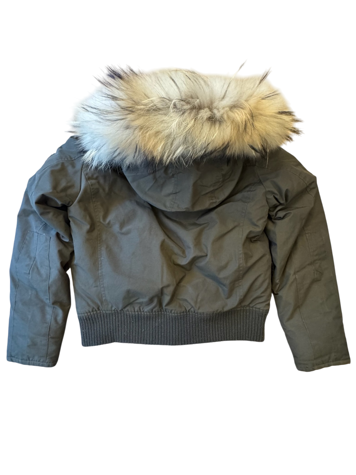 Bomberjacke Blouson Kapuze Echtfell abnehmbar Khaki Gr.10 | Woolrich
