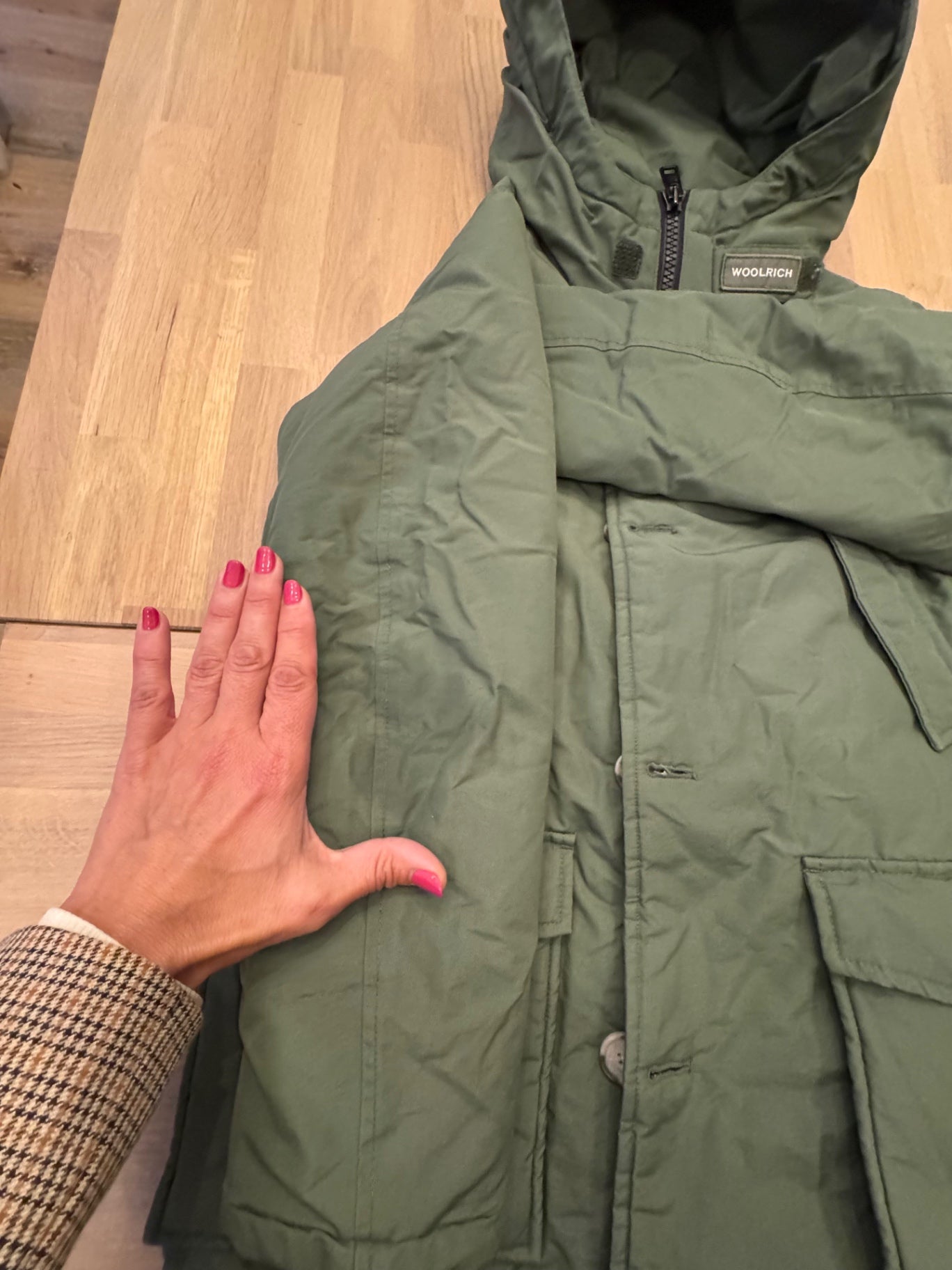 Parka mit abnehmbarer Fell Kapuze Olive Gr.10 | Woolrich