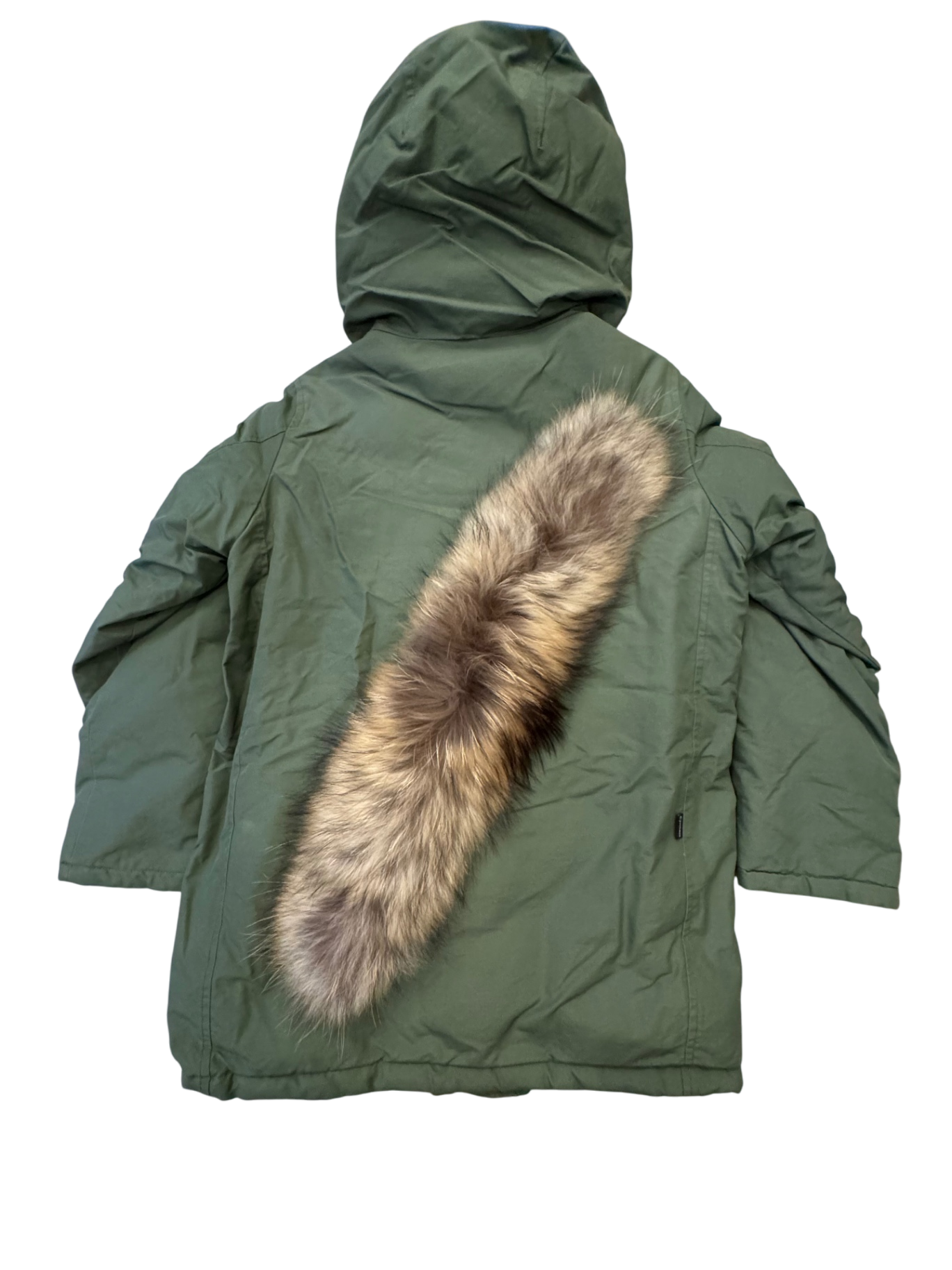 Parka mit abnehmbarer Fell Kapuze Olive Gr.10 | Woolrich