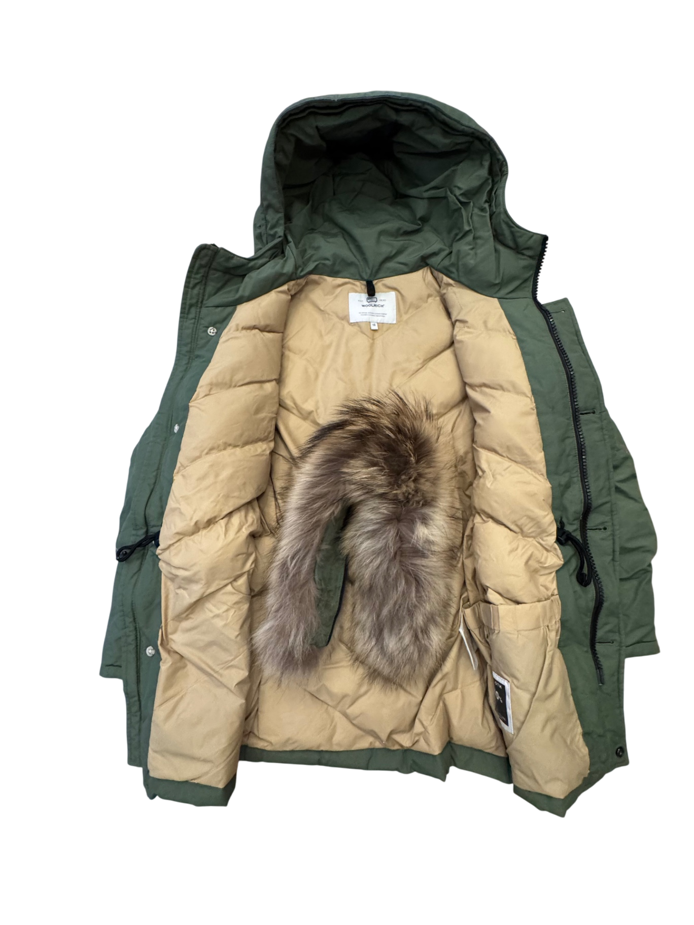 Parka mit abnehmbarer Fell Kapuze Olive Gr.10 | Woolrich