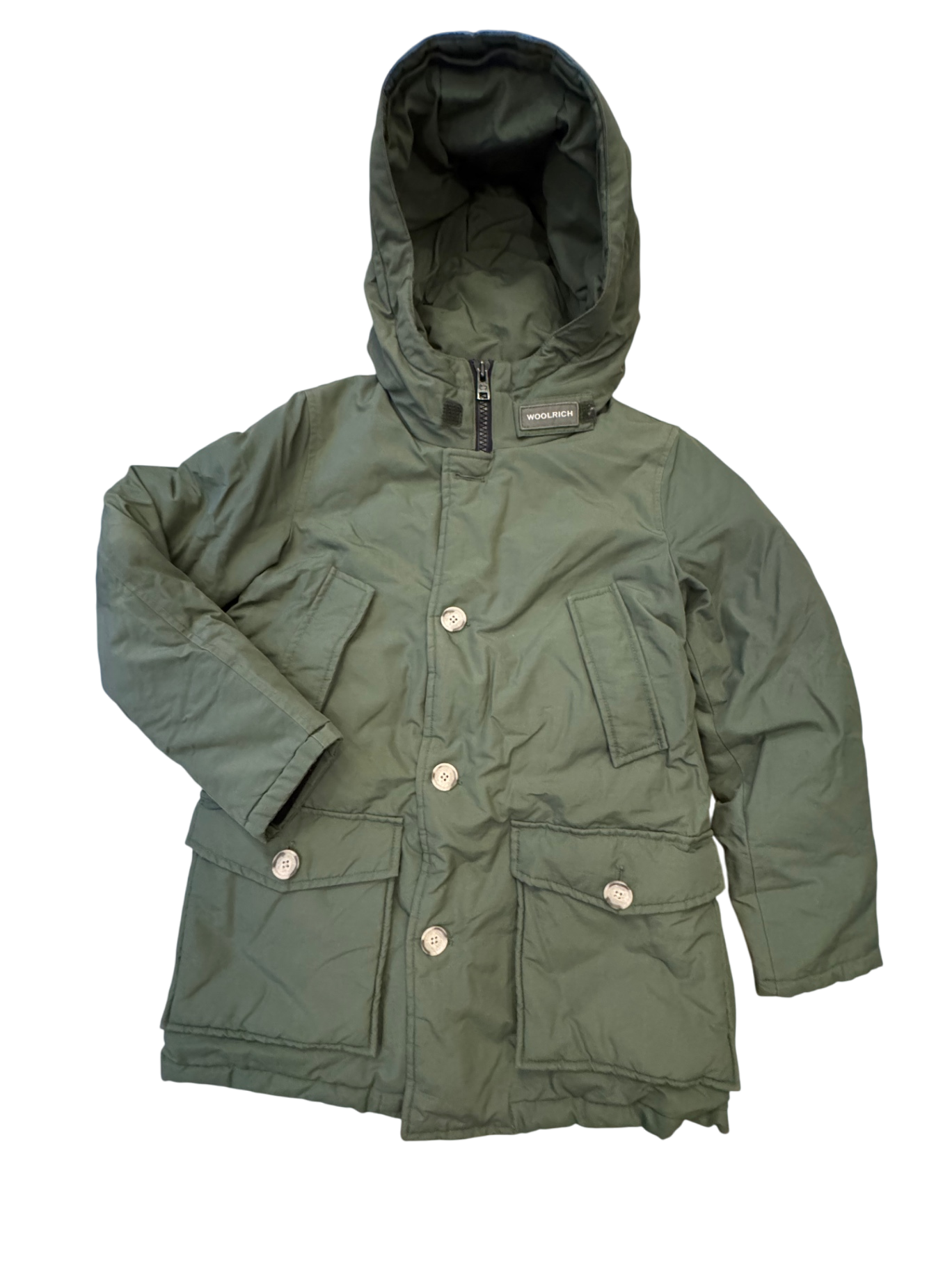 Parka mit abnehmbarer Fell Kapuze Olive Gr.10 | Woolrich