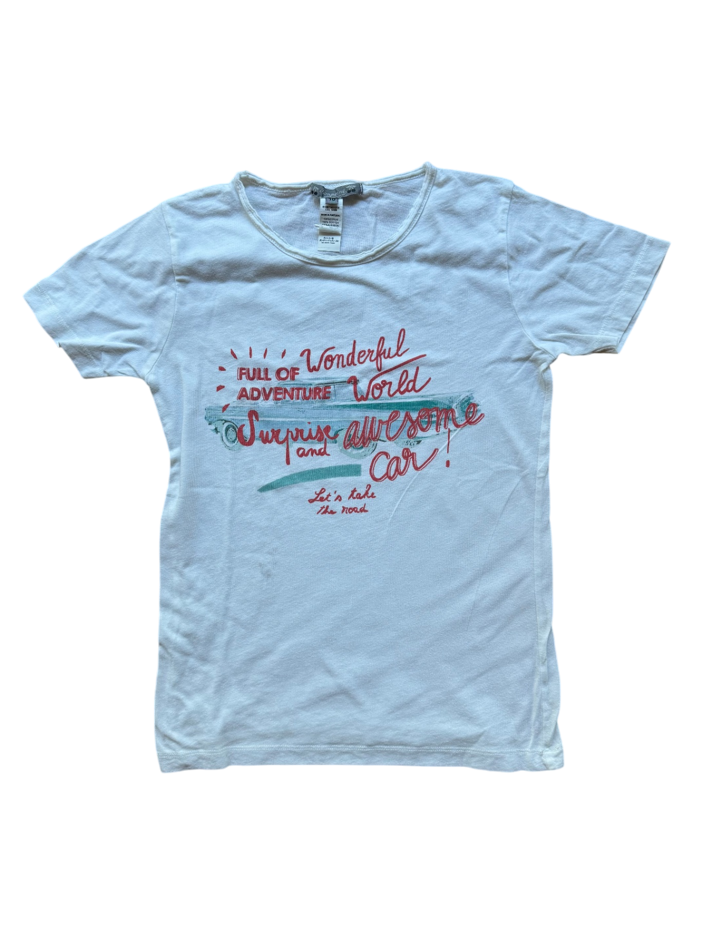 T-Shirt "Wonderful World" Weiß mit buntem Print Gr.10 | Bonpoint