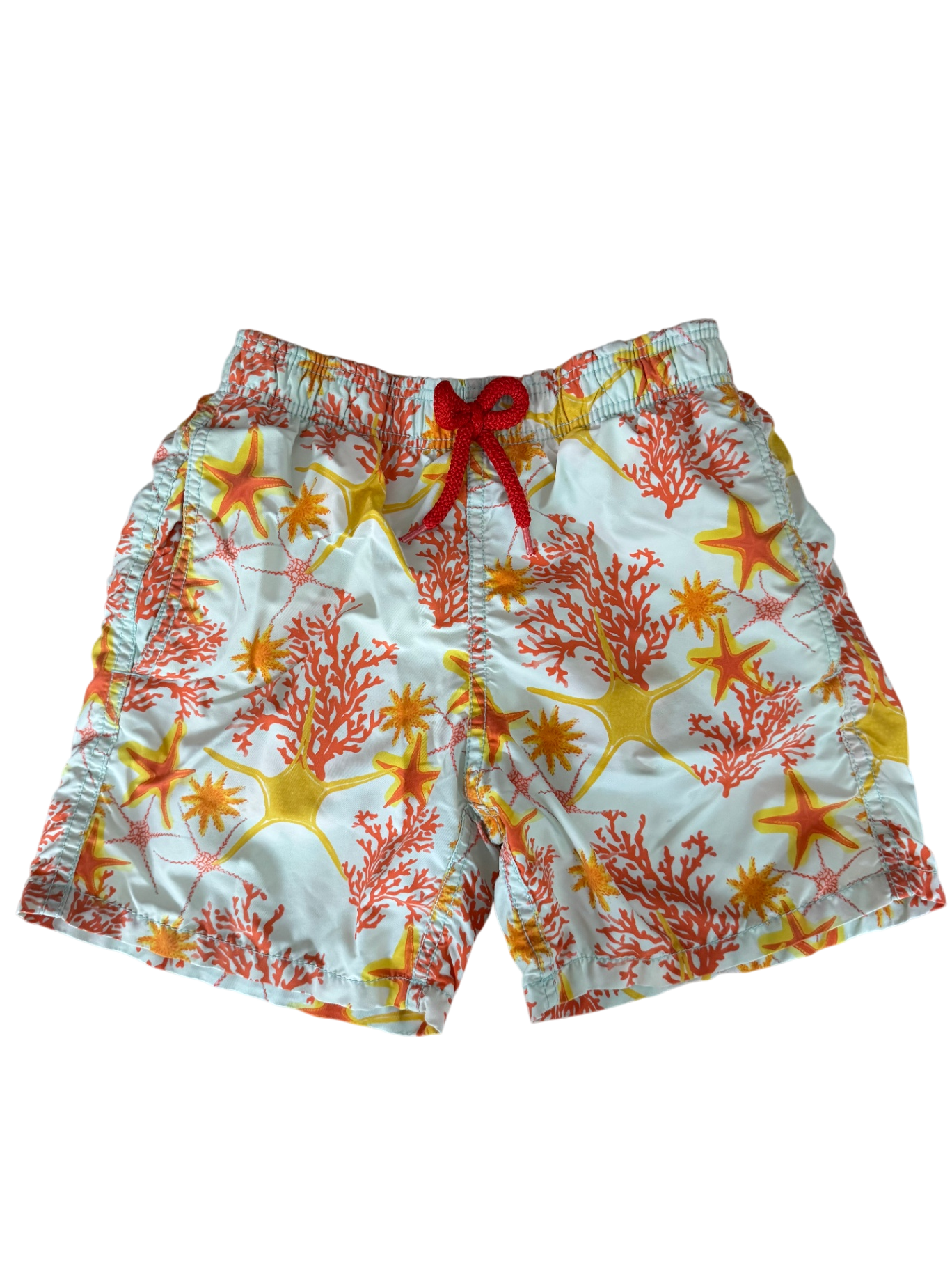 Badeshorts Orange, hellblau, mit Seesternen Gr.10 | Vilebrequin
