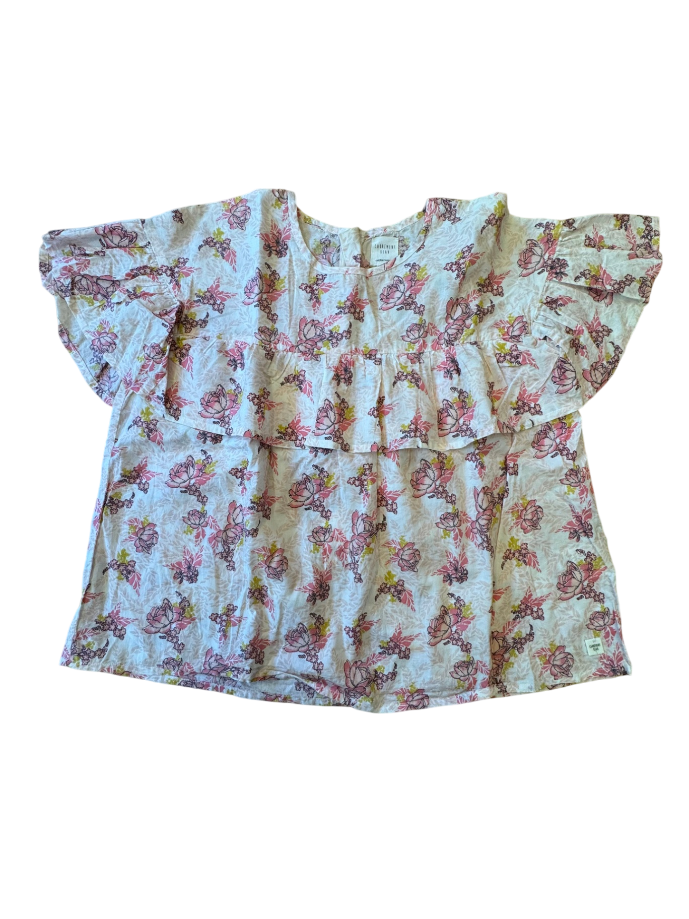 Bluse Weiß mit Rüschen und rosa Blumenmuster Gr.152 | Carrément Beau