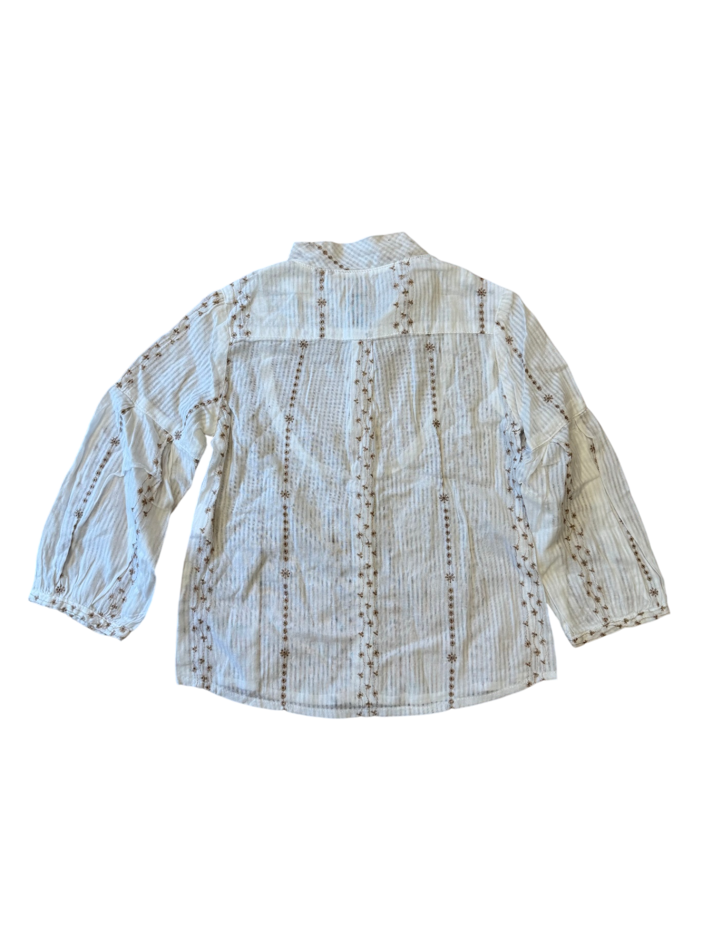Bluse Beige/Weiß mit Stickereien Gr.104 | ZARA