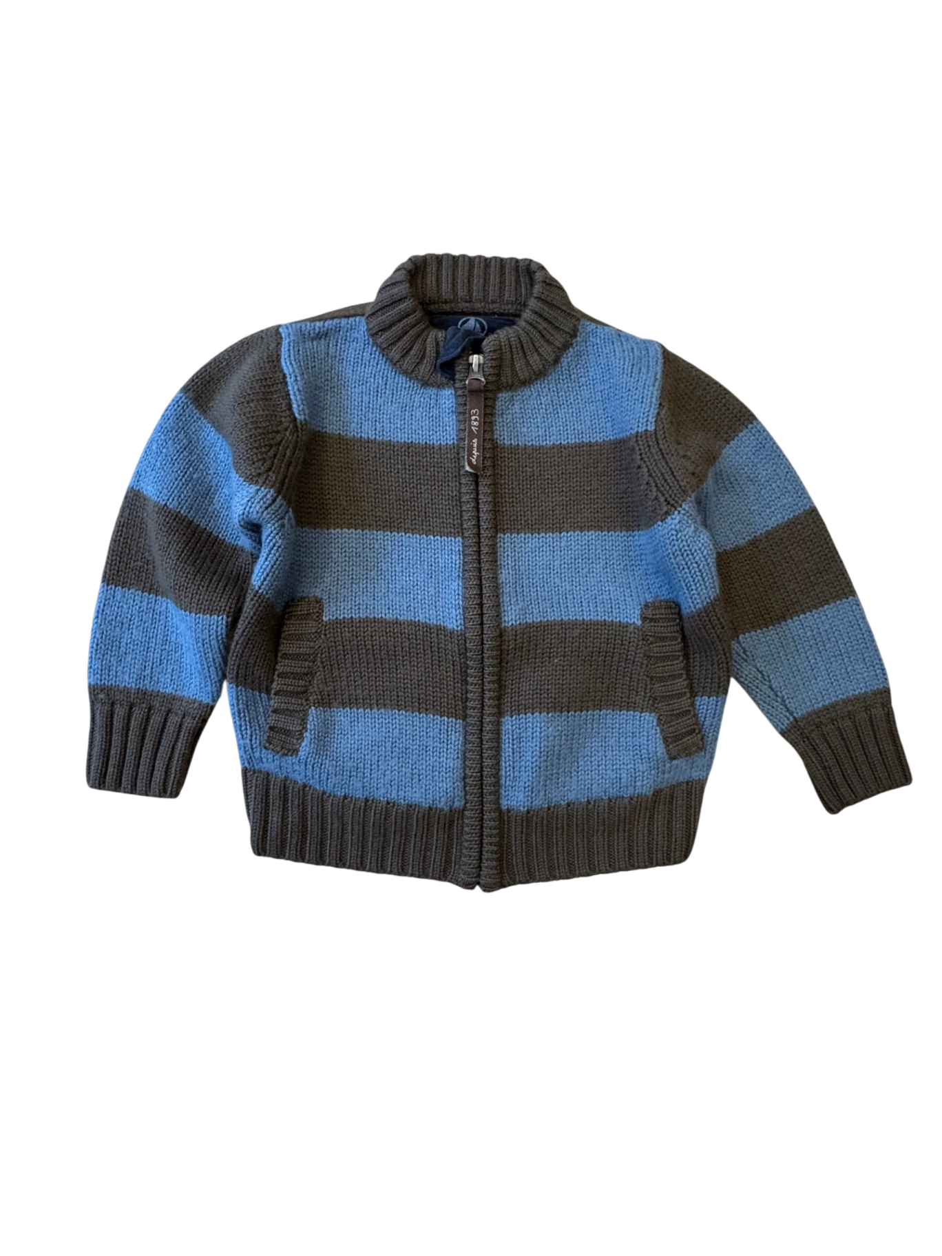 Jacke Blau und Grau gestreift Gr.92 | Unbekannt