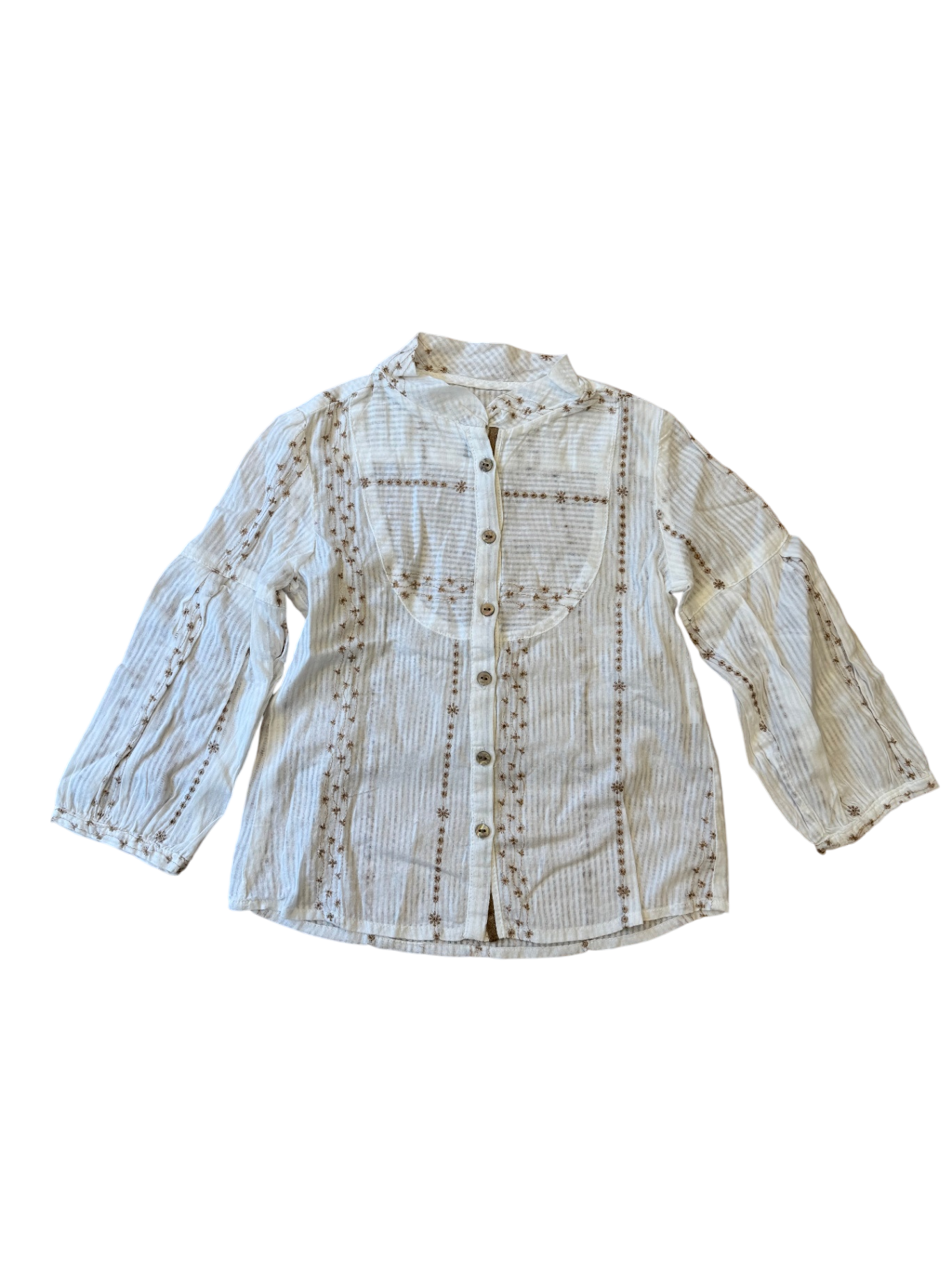 Bluse Beige/Weiß mit Stickereien Gr.104 | ZARA