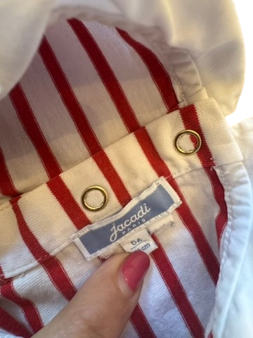 Langarmshirt Mädchen Weiß mit roten Streifen, Bubikragen Gr.116 | Jacadi