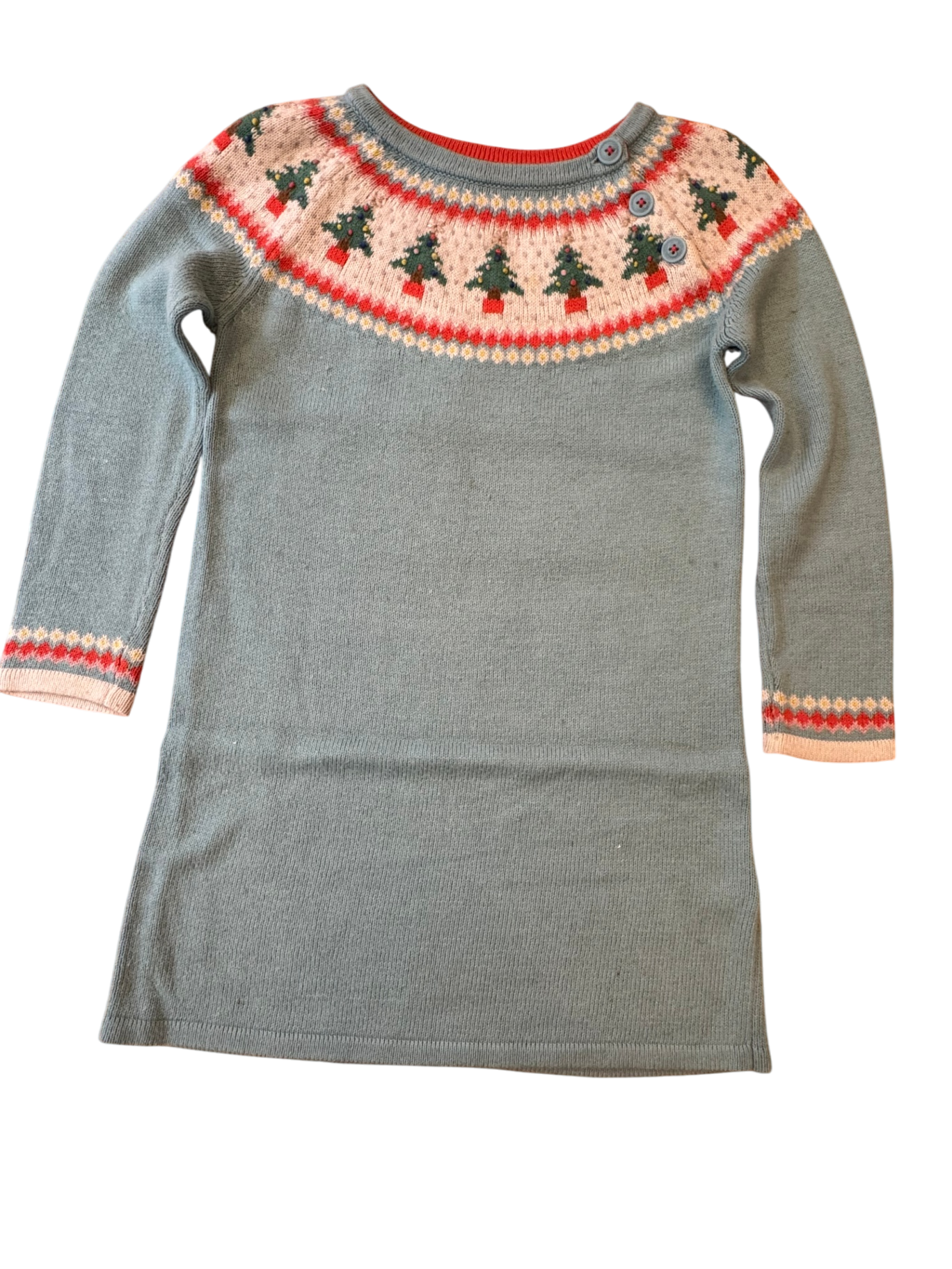 Kleid Mädchen Türkis mit buntem Weihnachtsmuster Gr.122 | Mini Boden