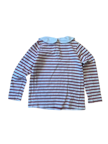 Langarmshirt Mädchen Weiß mit roten Streifen, Bubikragen Gr.116 | Jacadi