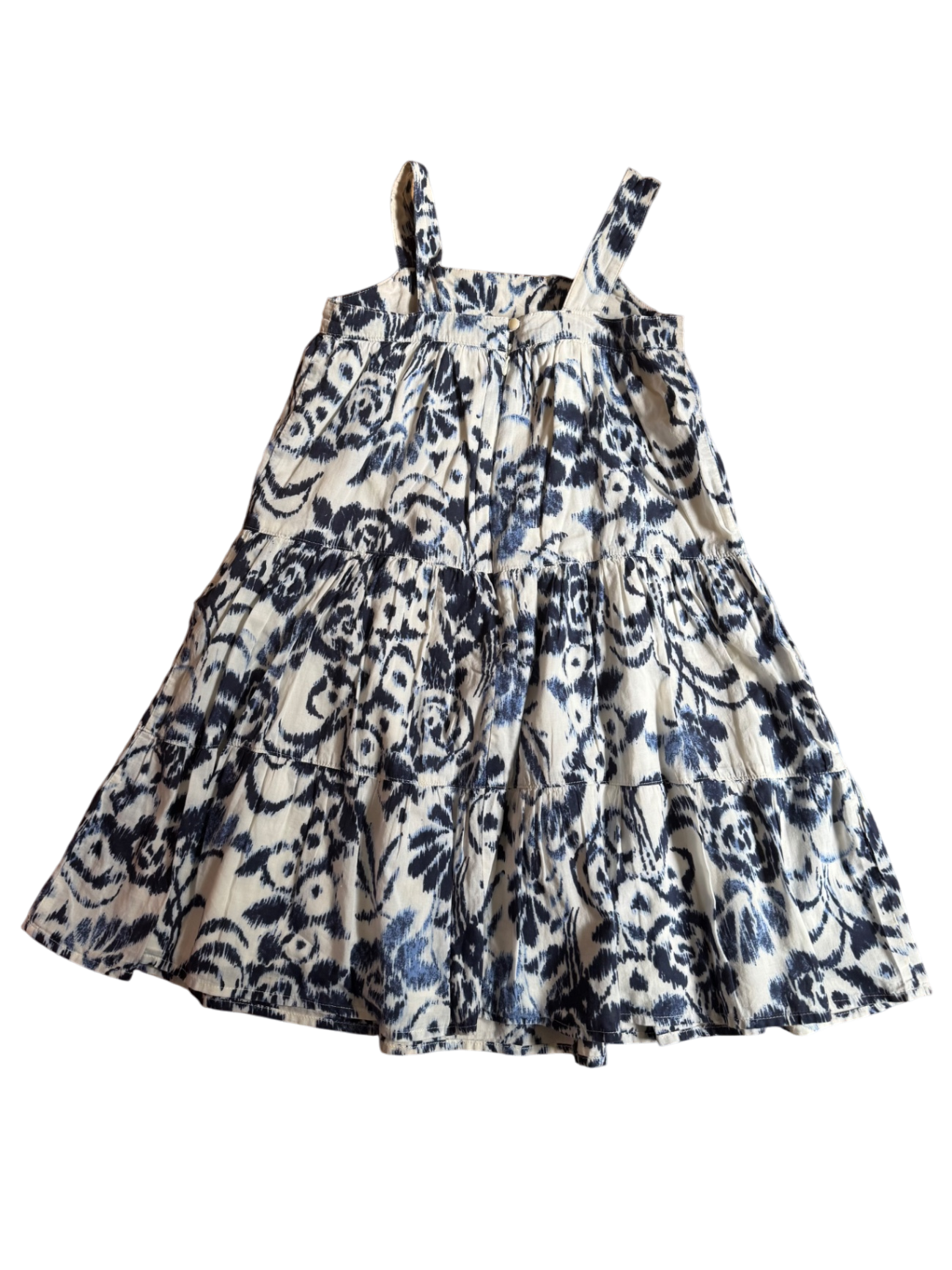 Träger-Kleid mit Batikmusterin Creme und Dunkelblau Gr.128 | GAP