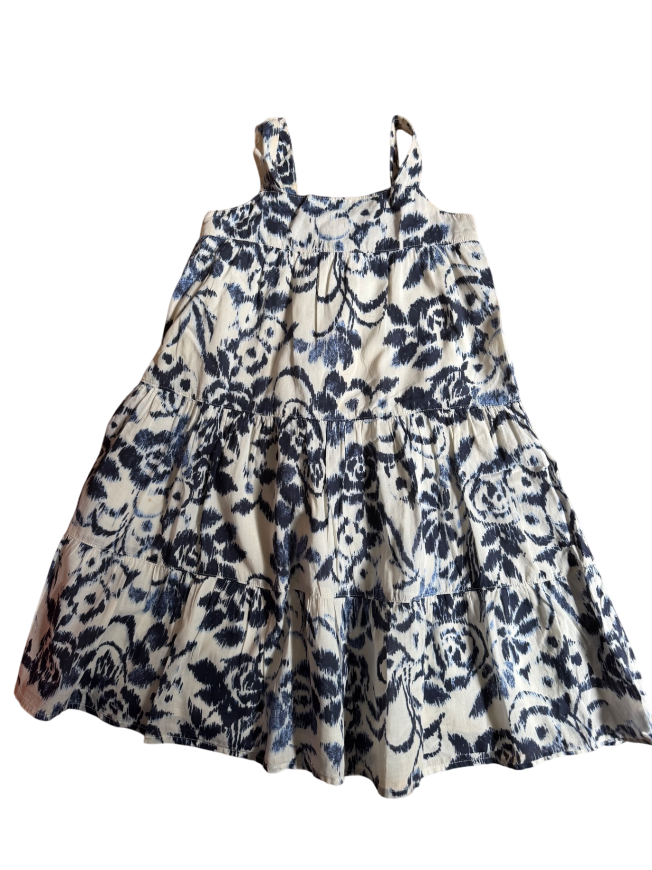 Träger-Kleid mit Batikmusterin Creme und Dunkelblau Gr.128 | GAP