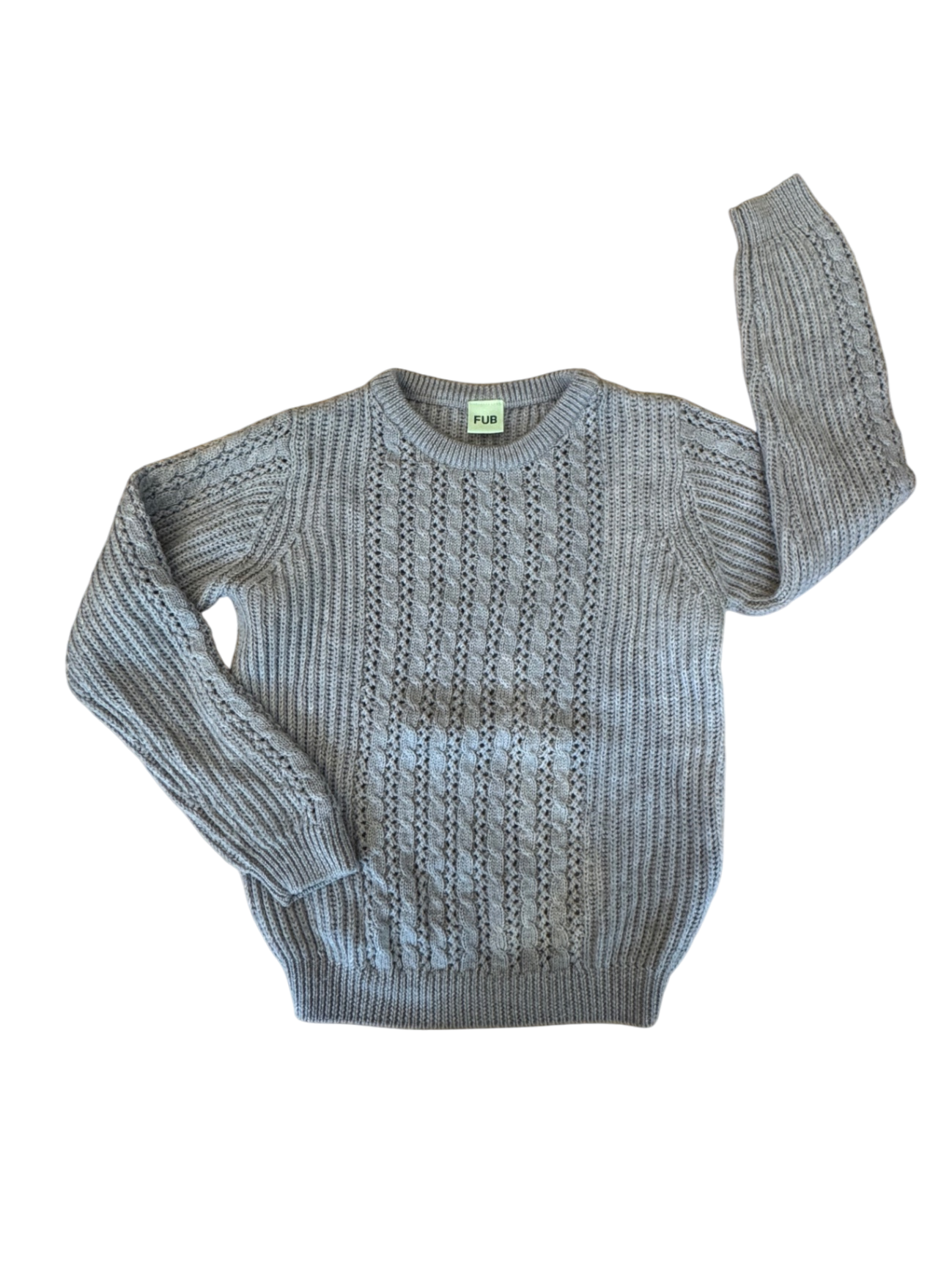 Pulli mit Lochmuster Grau Gr.128 | FUB