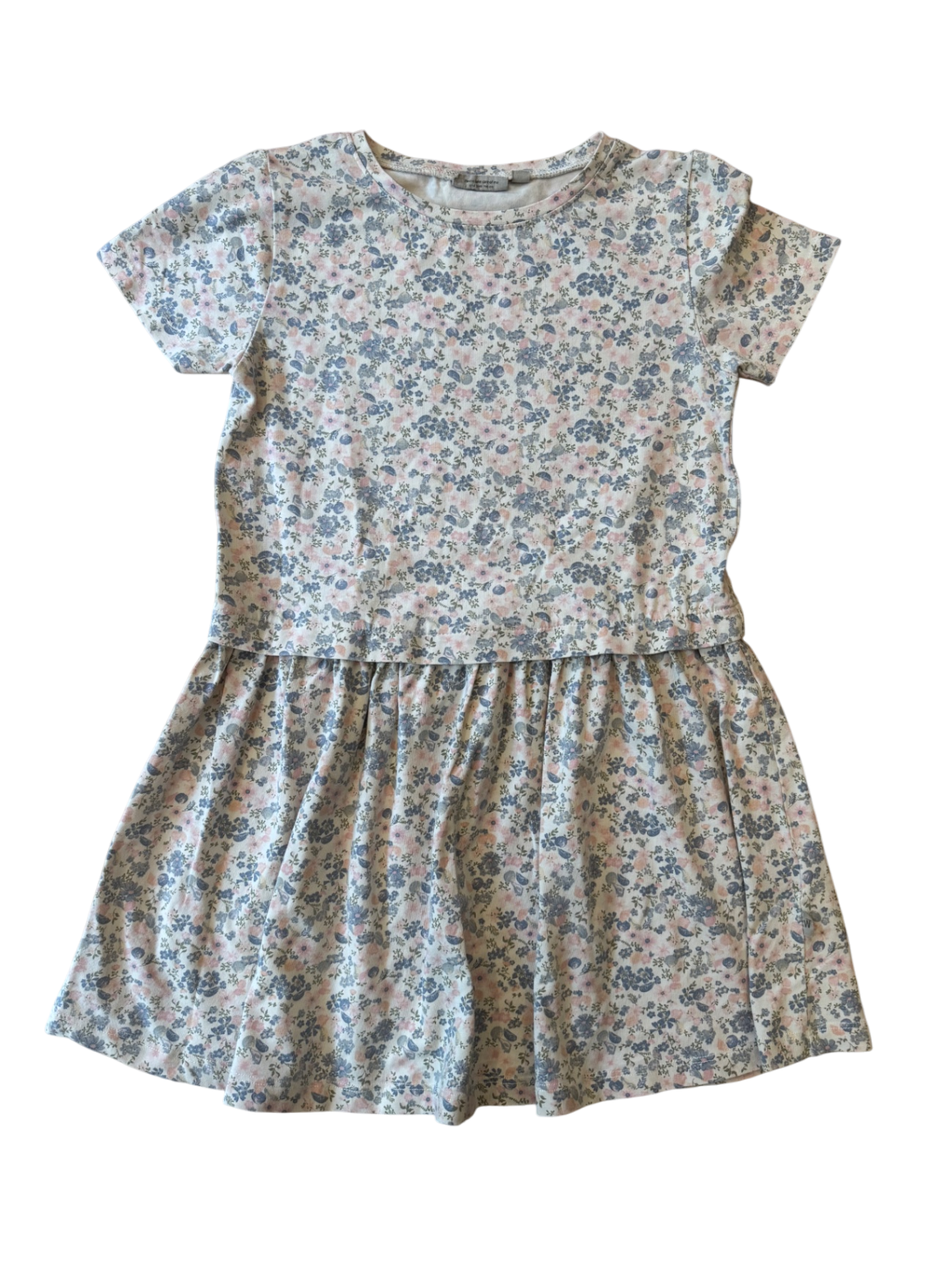 Kleid Beige mit lila Blümenmuster Gr.110 | Wheat