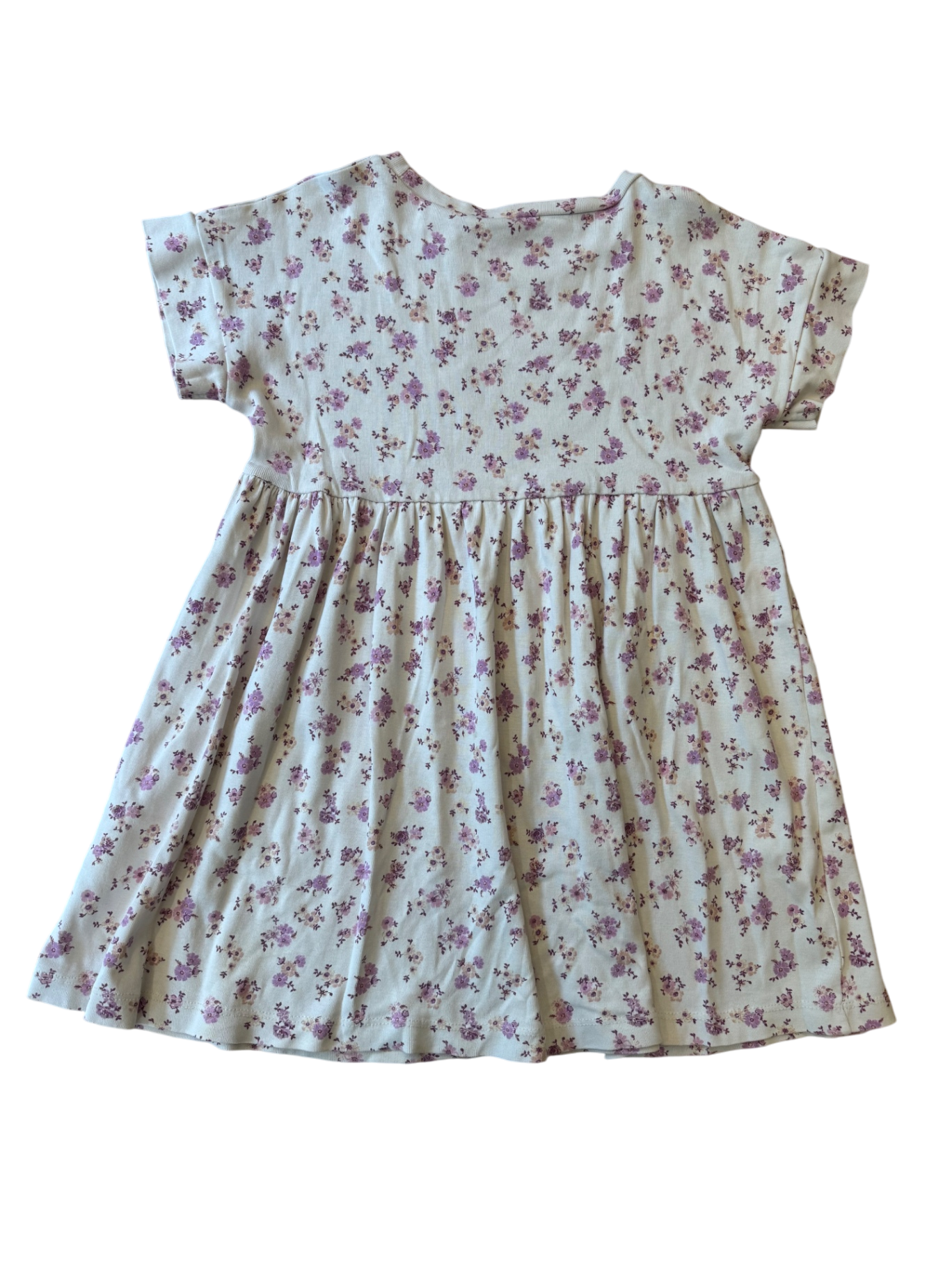 Kleid Beige mit blauem Blümenmuster Gr.110 | Wheat