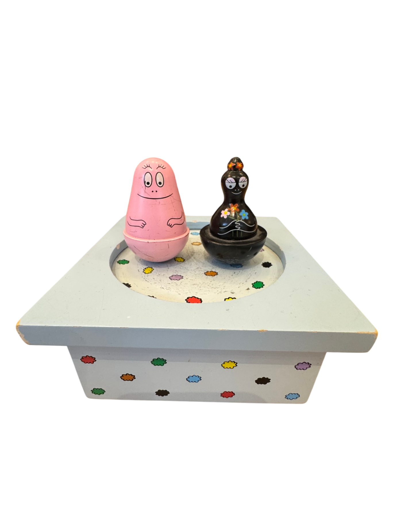 Spielguhr mit tanzenden, beweglichen Holzfiguren | Barbapapa