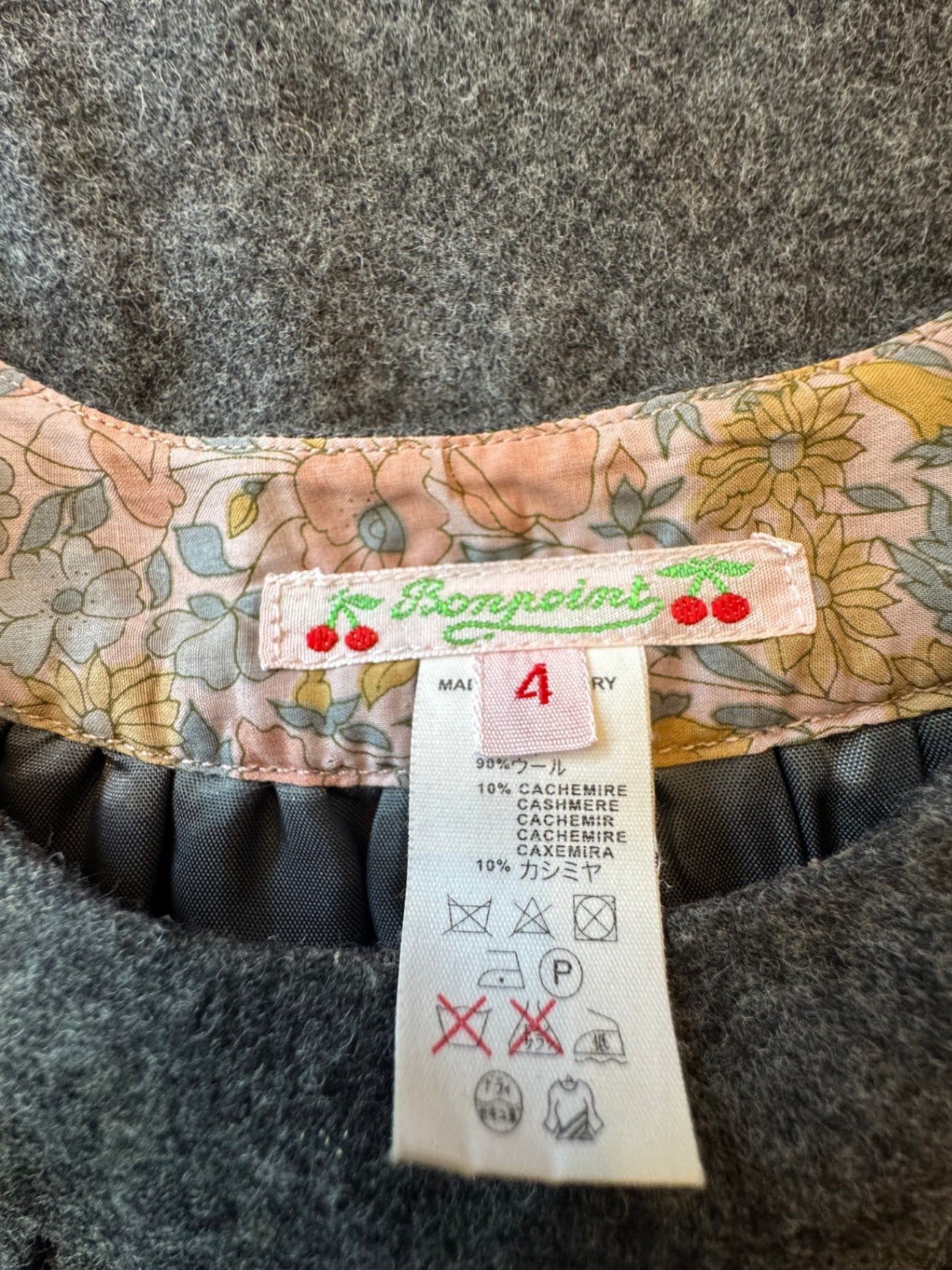 Kleid Mädchen 100% Wolle anthrazith Gr.98/104 | Bonpoint