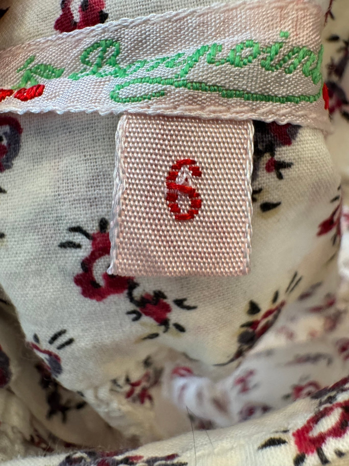 Oberteil Baby - Bluse Creme mit rotem und blauschwarzem Blumenmuster Gr.68 | Bonpoint