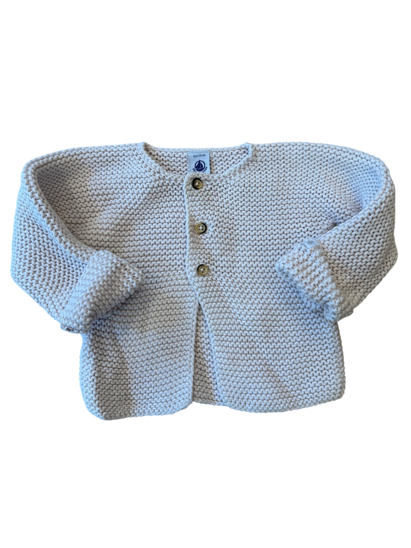 Grobstrick Cardigan Creme Gr.74 | Petit Bateu