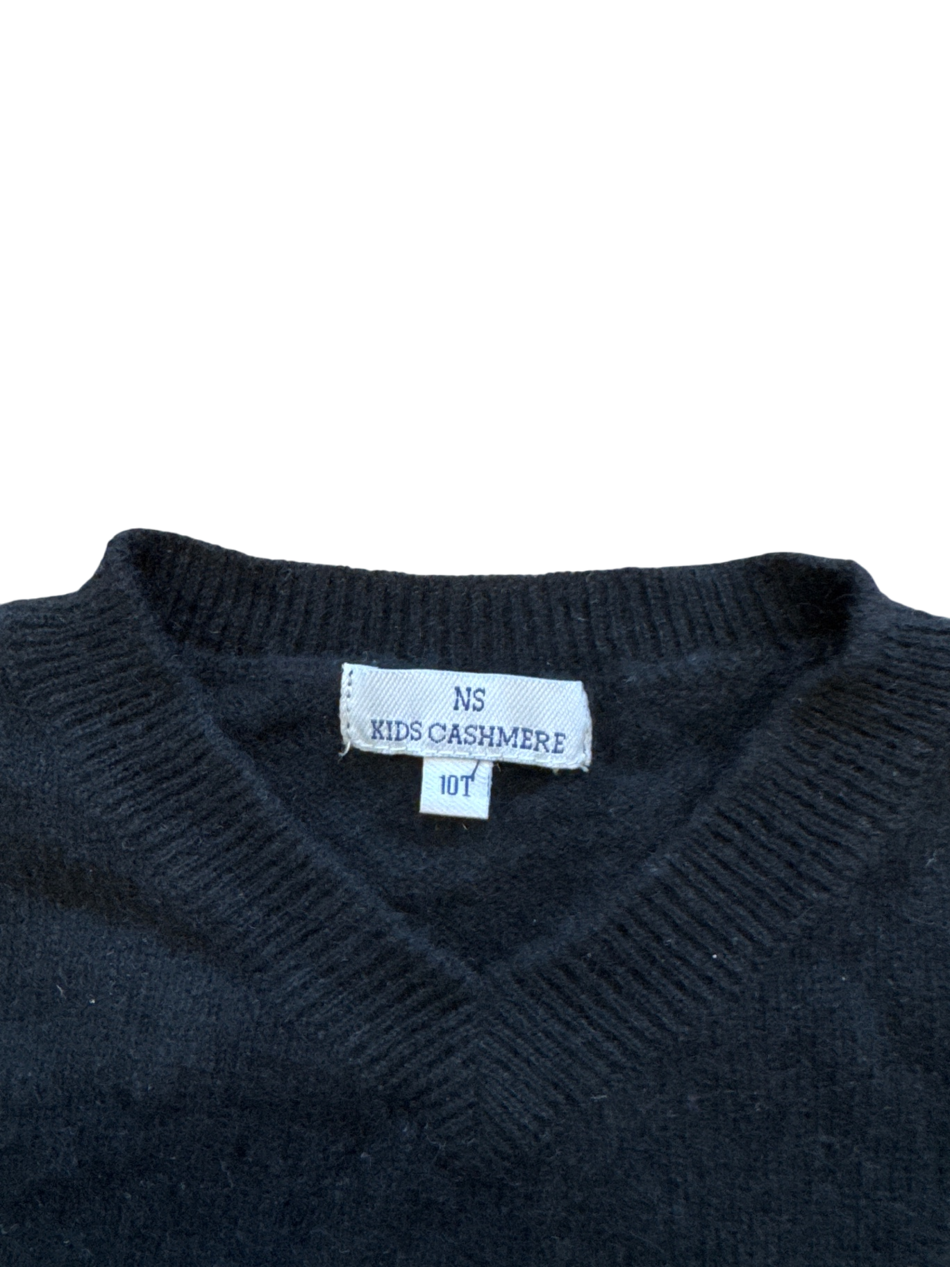 Pullover V-Neck Schwarz 100% Kaschmir Gr.10 | NS Kids Cashmere