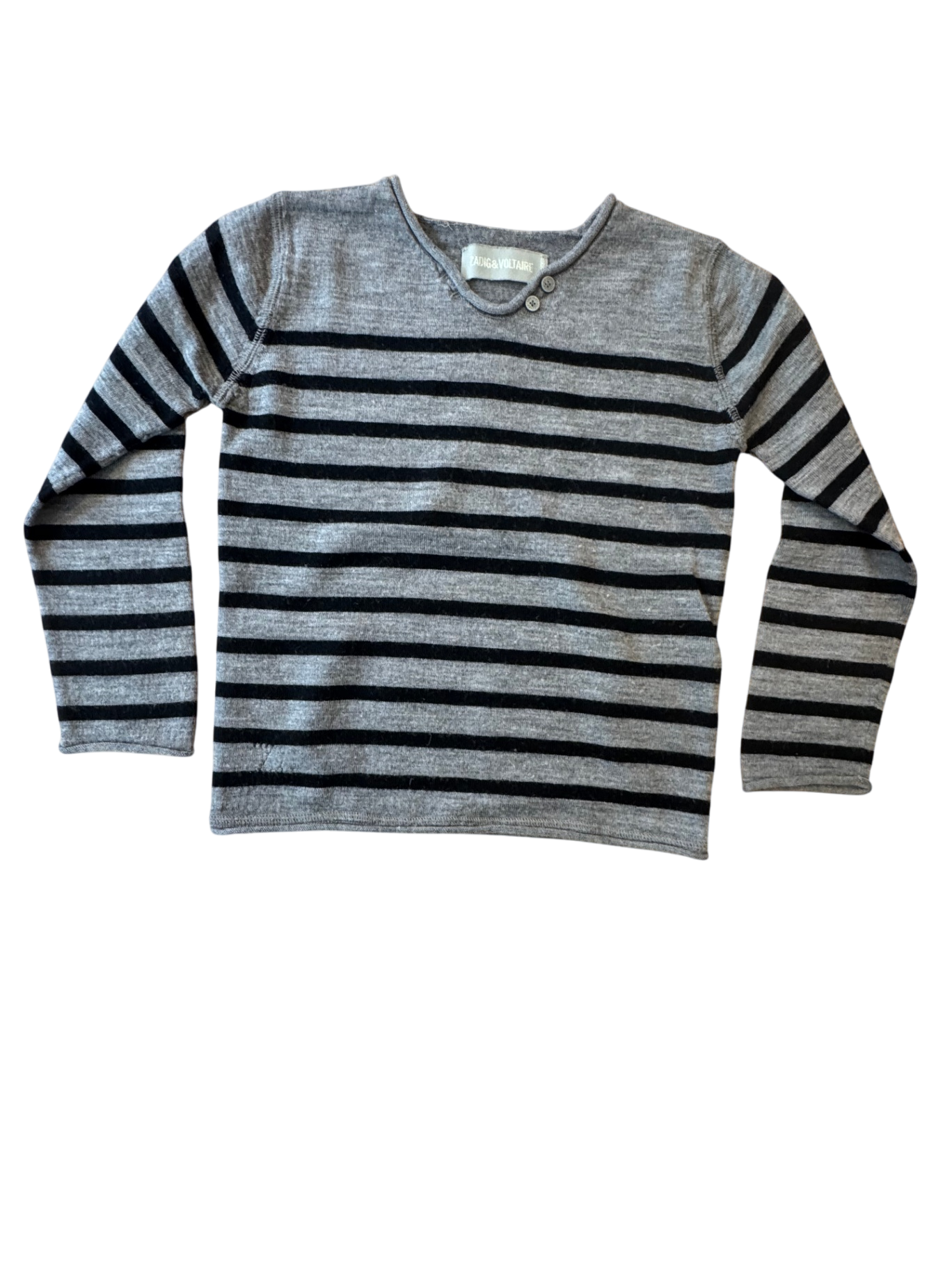 Pullover Grau mit schwarzen Streifen Gr.6 | Zadig & Voltaire
