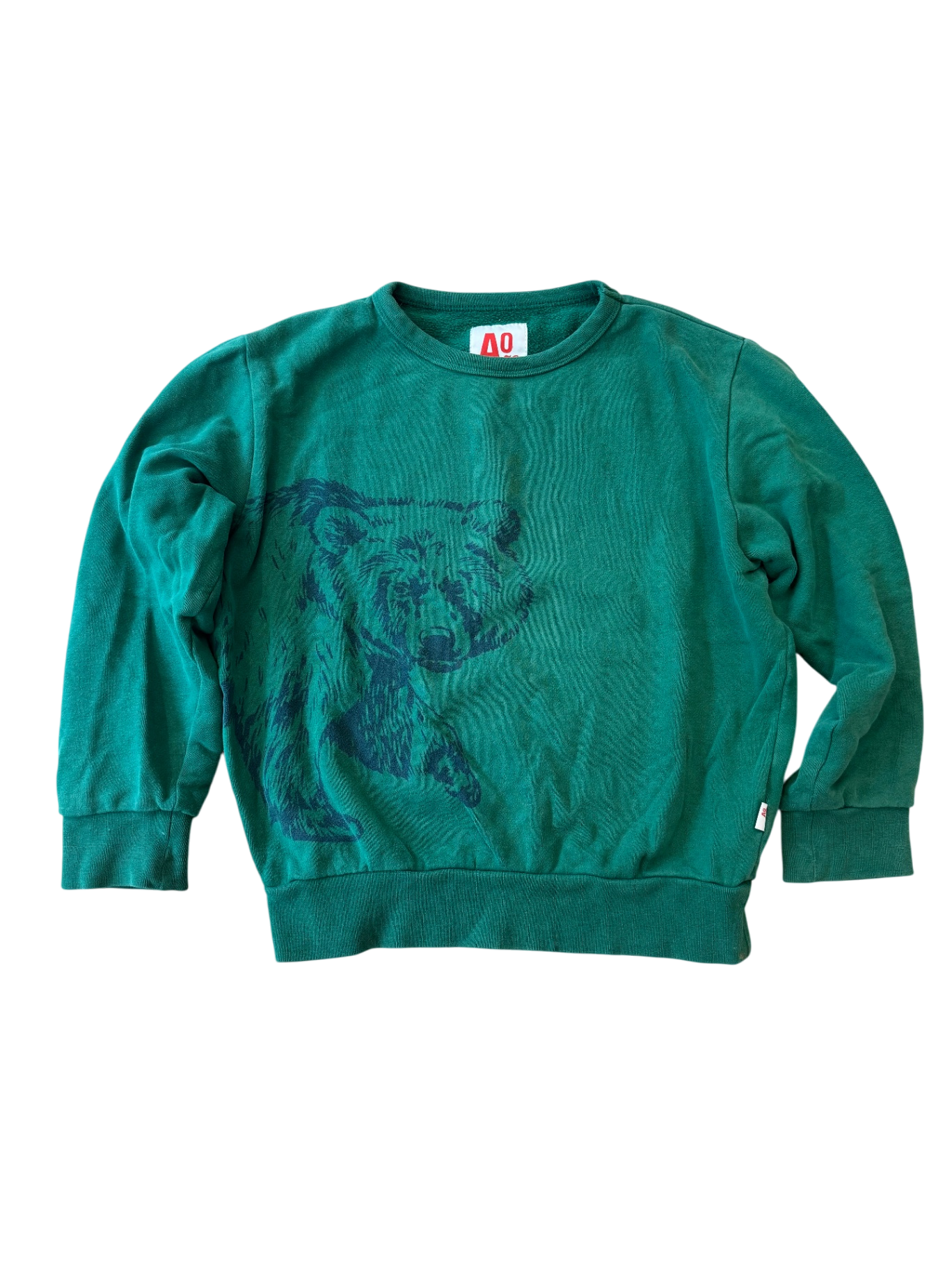 Pullover Grün Bären-Print Gr.8 | AO76