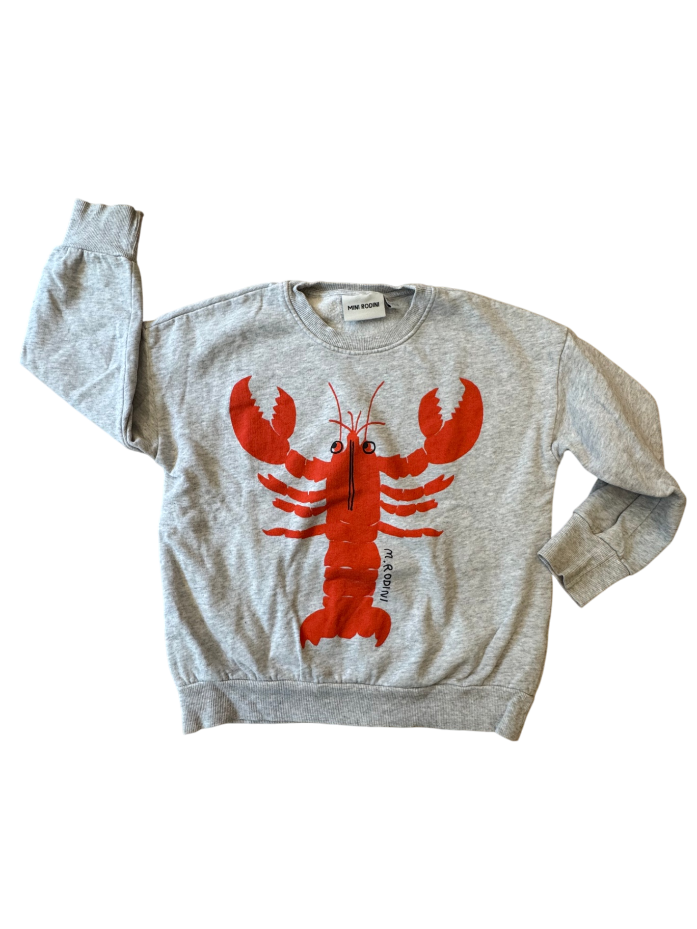 Sweatshirt Grau mit Hummer Rot Gr.128 | MINI RODINI
