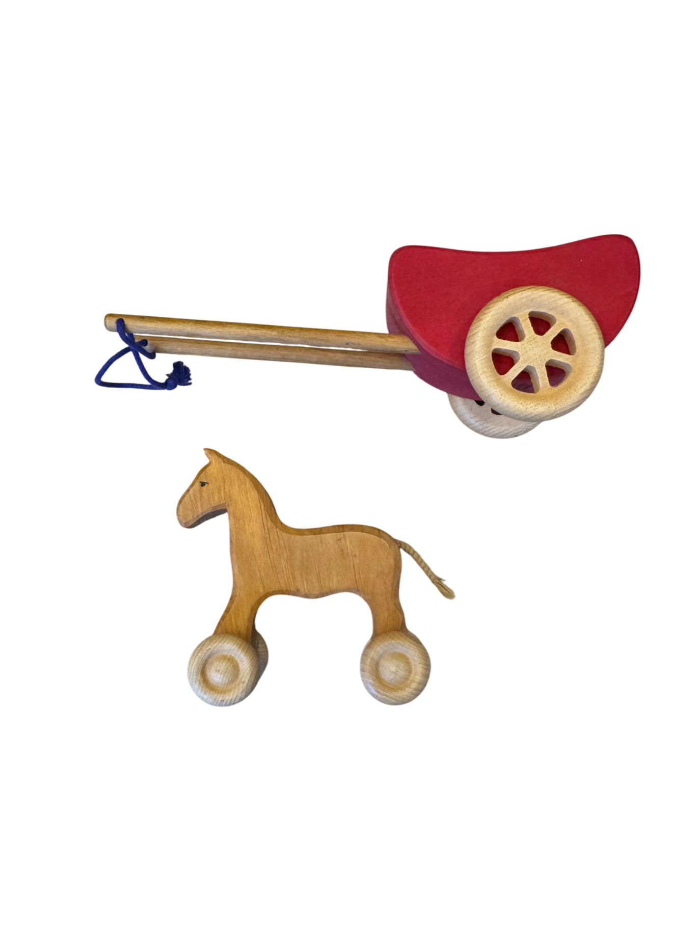 Pferd Willy mit Wagen - Naturholz | Grimms