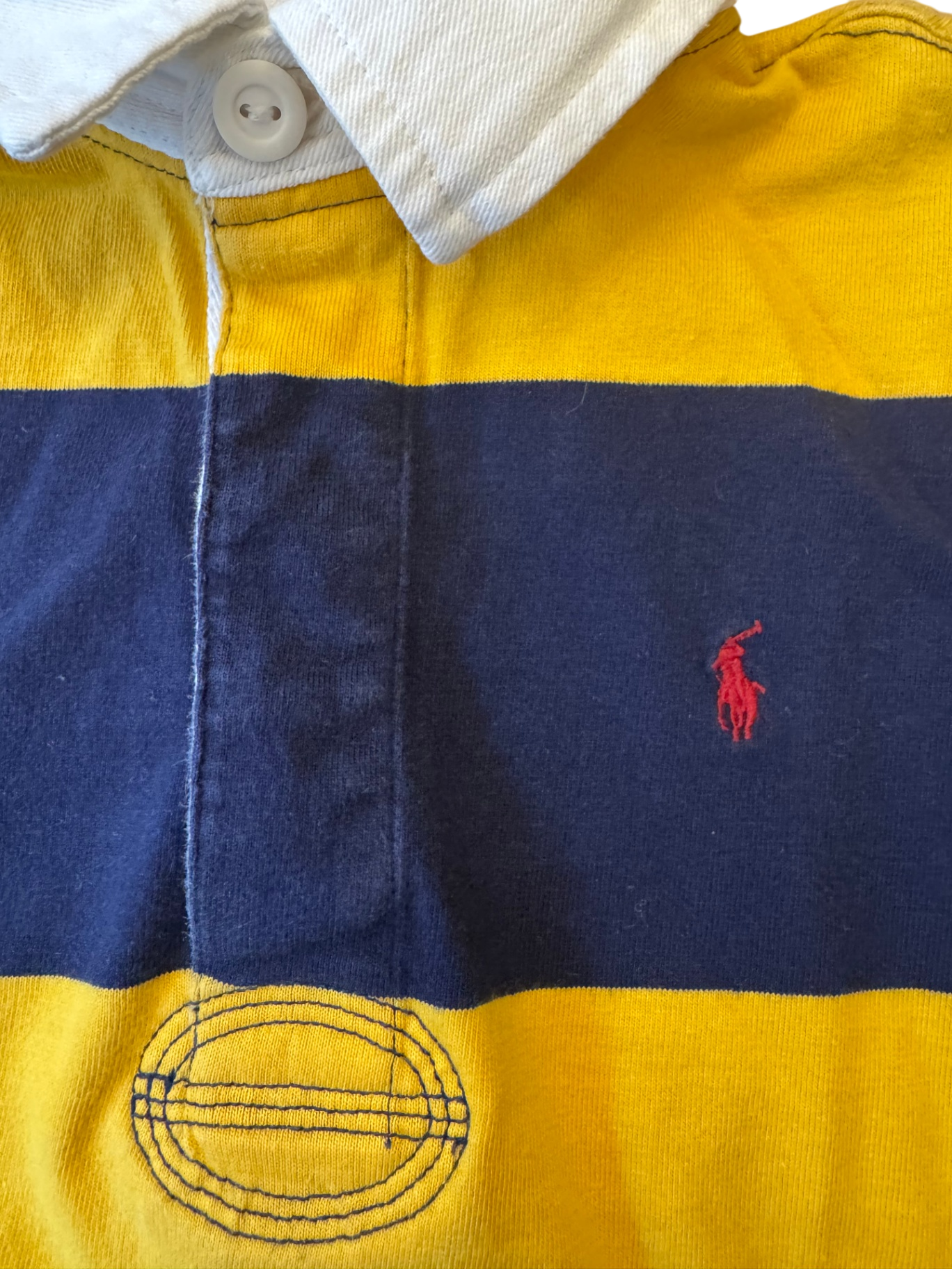 Poloshirt Langarm Gelb und Marineblau Gr.8 | Polo Ralph Lauren