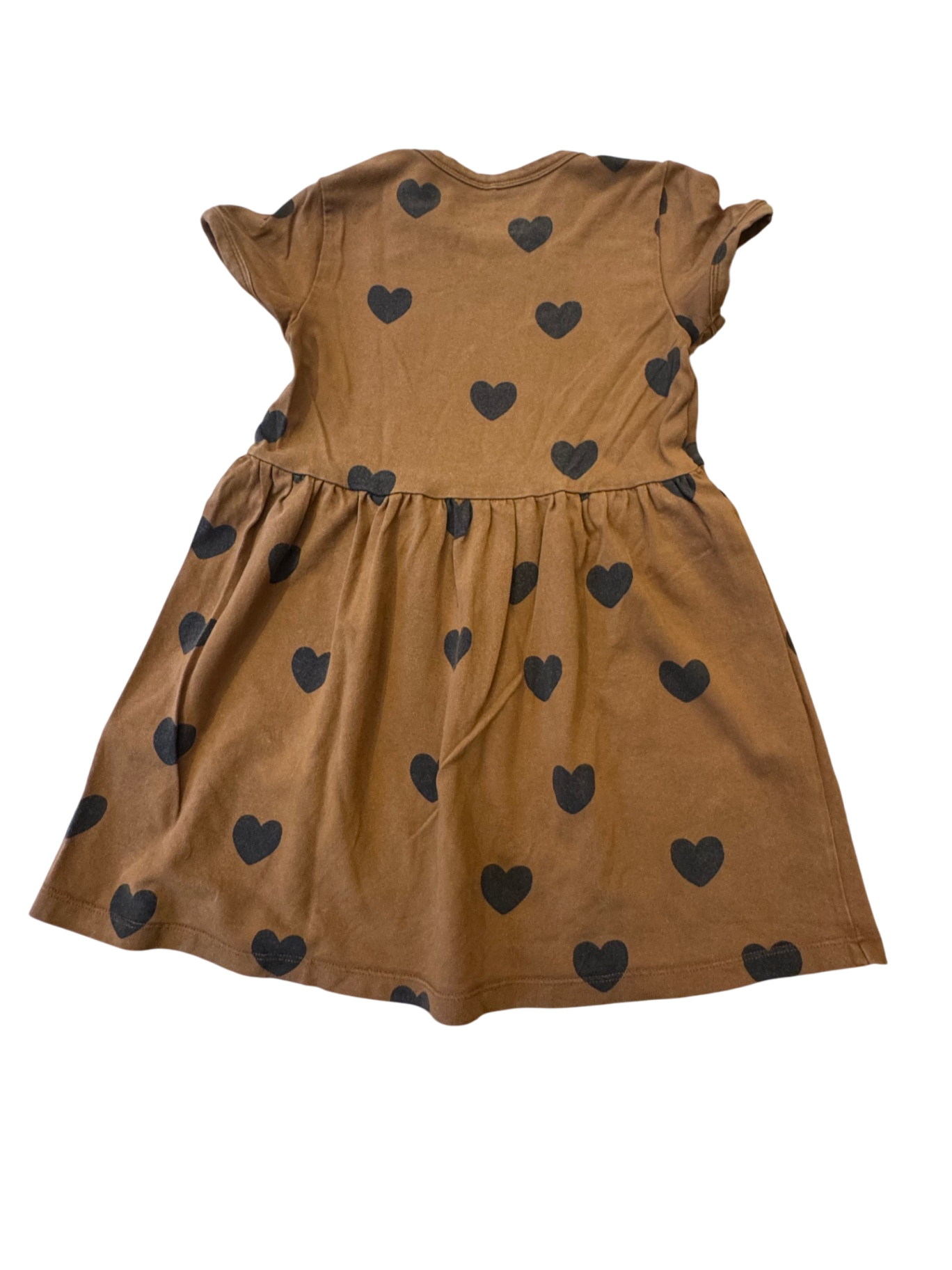 Kleid Braun mit schwarzen Herzen Gr.98 | Mini Rodini