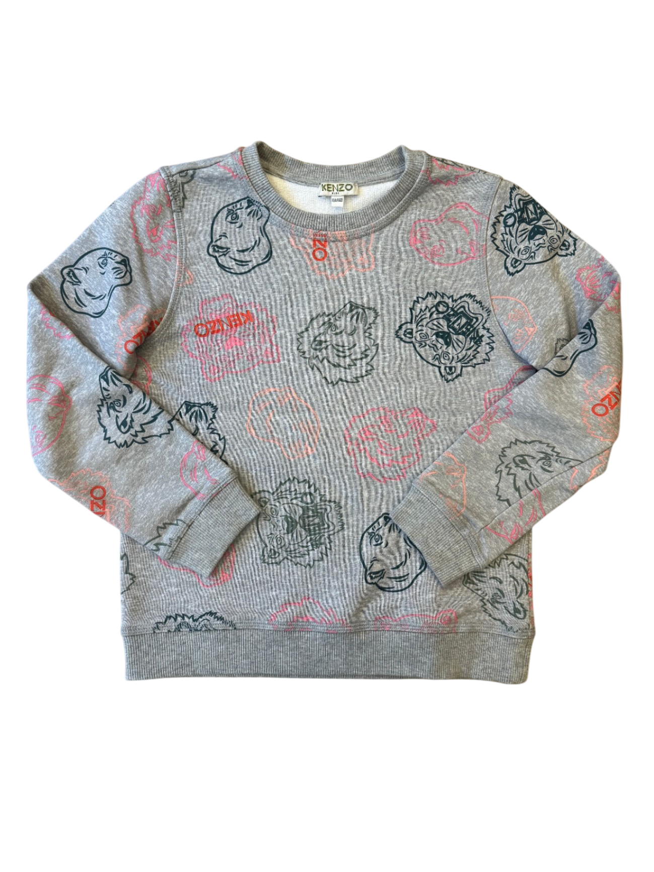 Sweatshirt Grau mit bunten Tigerköpfen Gr.134/140 | Kenzo Kids