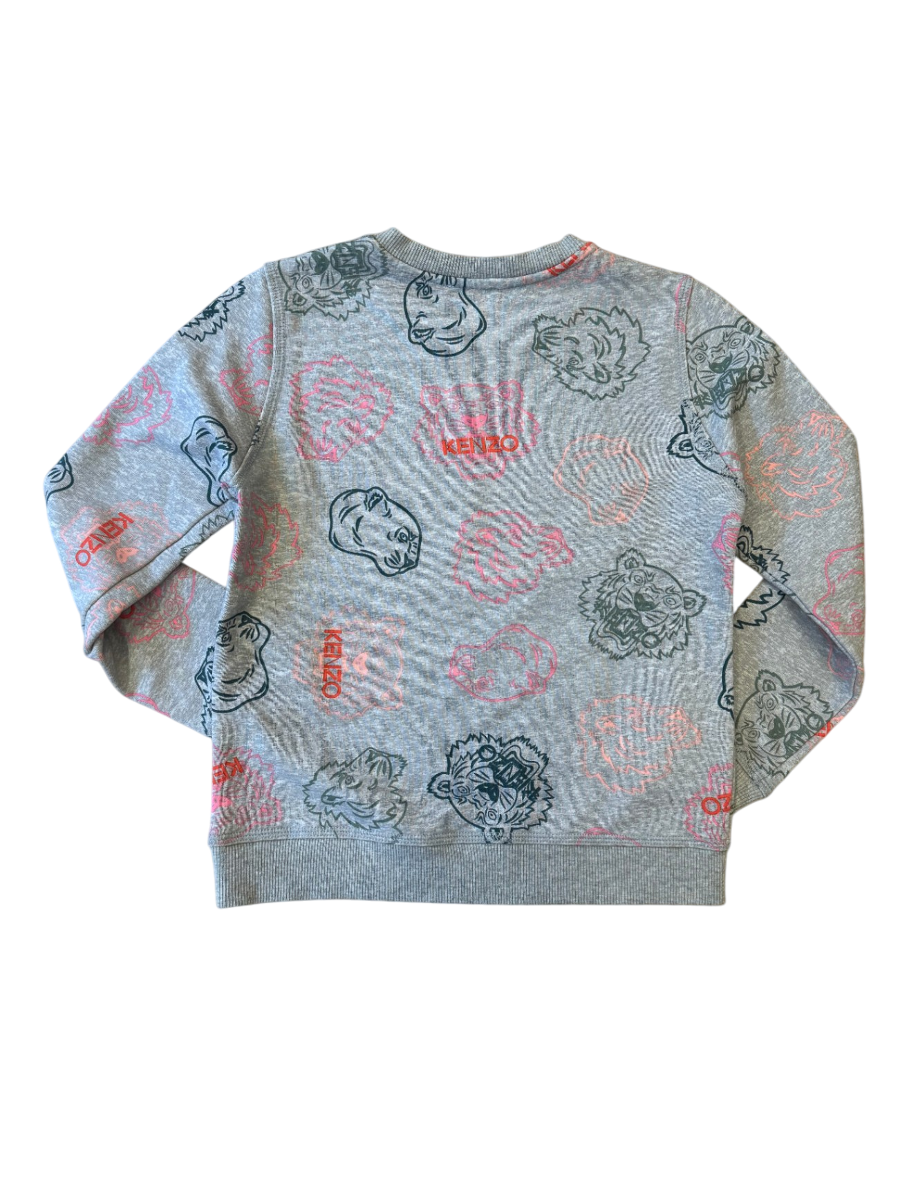 Sweatshirt Grau mit bunten Tigerköpfen Gr.134/140 | Kenzo Kids