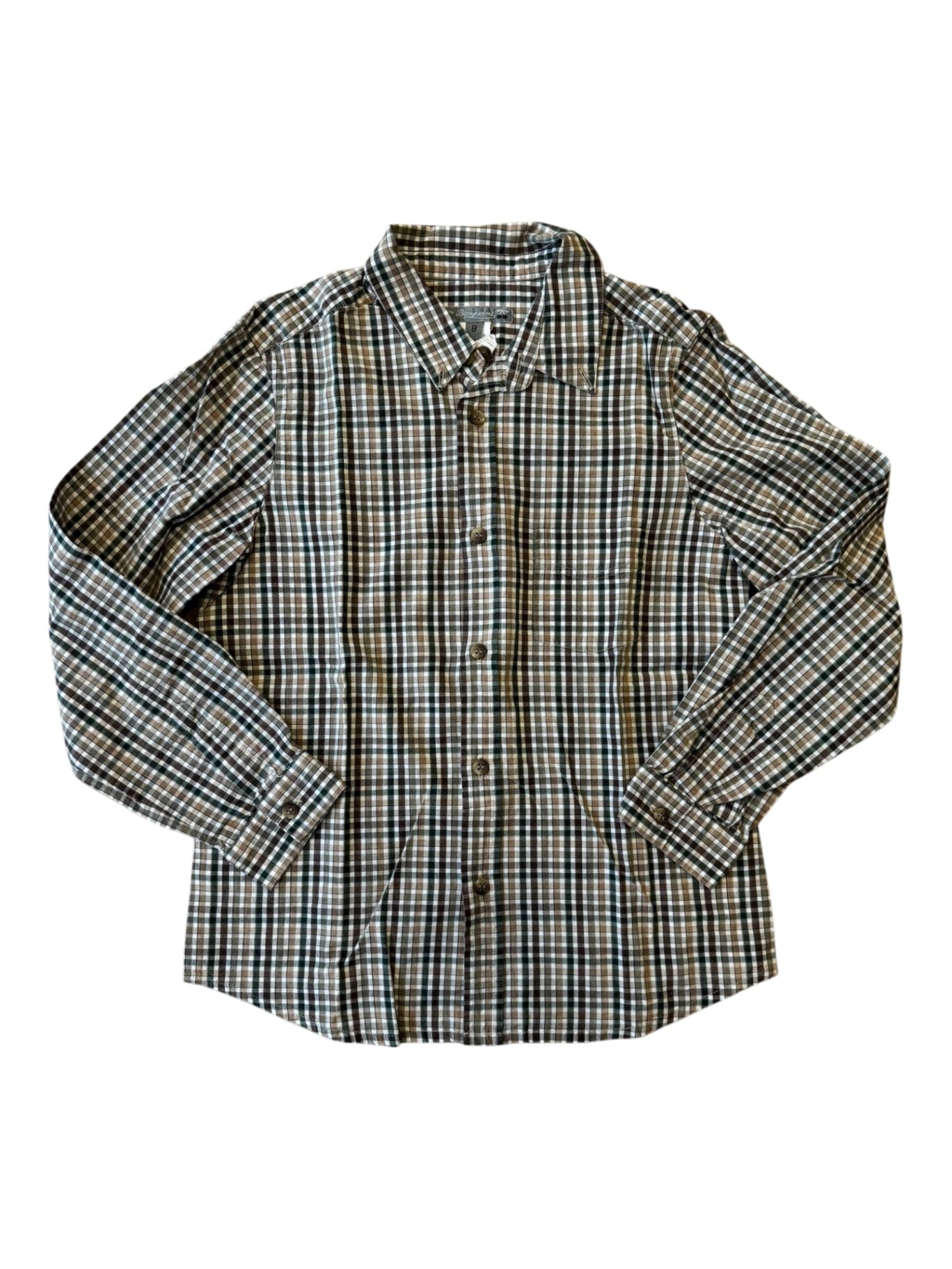 Hemd Grau-grün kariert Gr.128 | Bonpoint