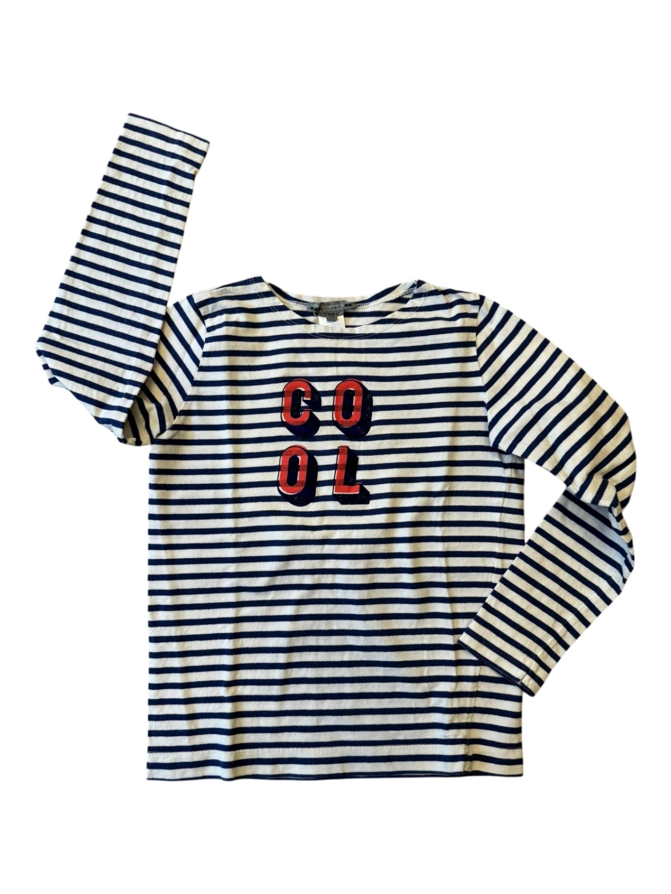 Langarmshirt Weiß mit dunkelblauen Streifen Gr.134 | Bonpoint