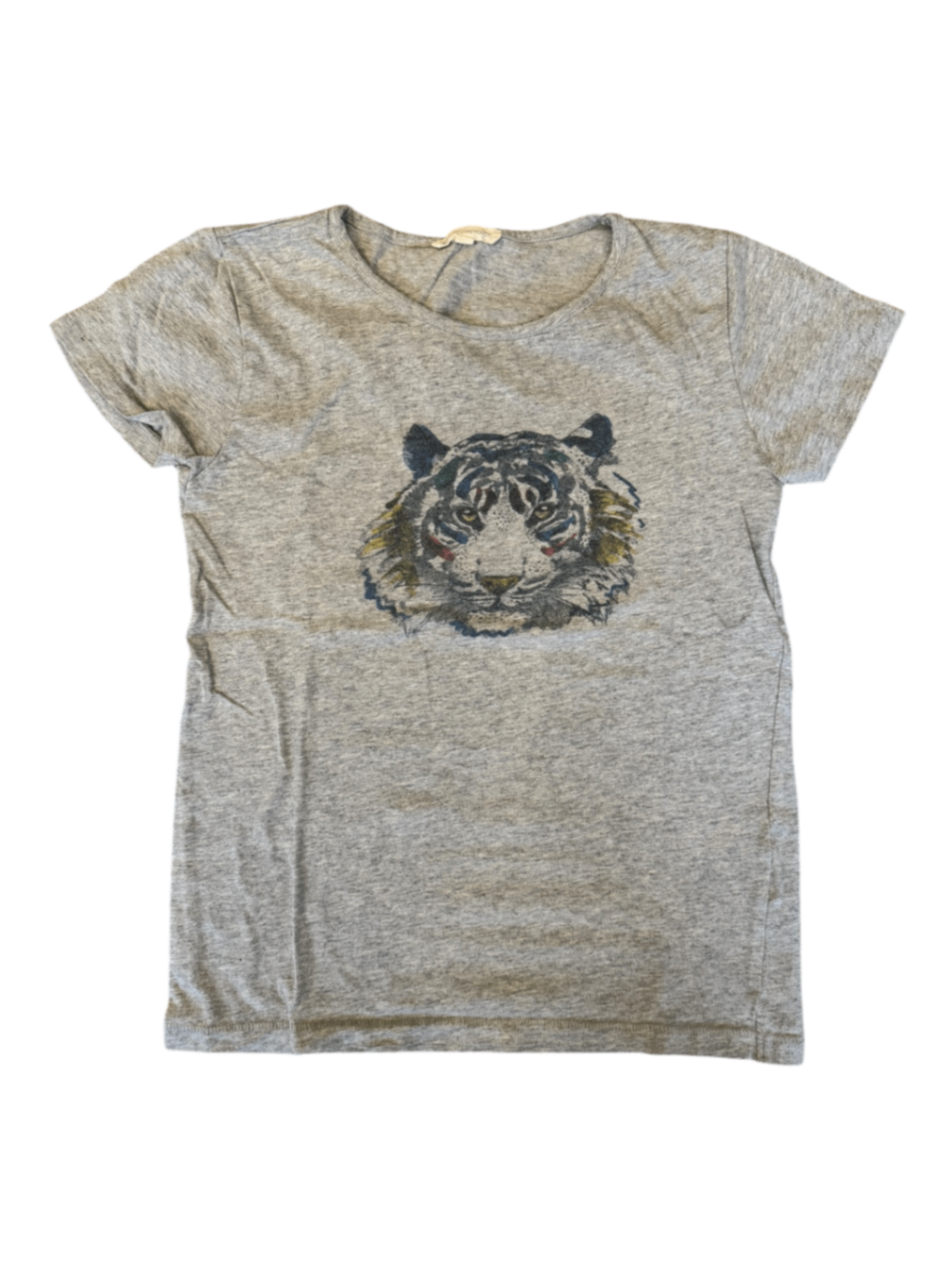 T-Shirt Grau mit Tigerkopf Gr.128 | Hundred Pieces