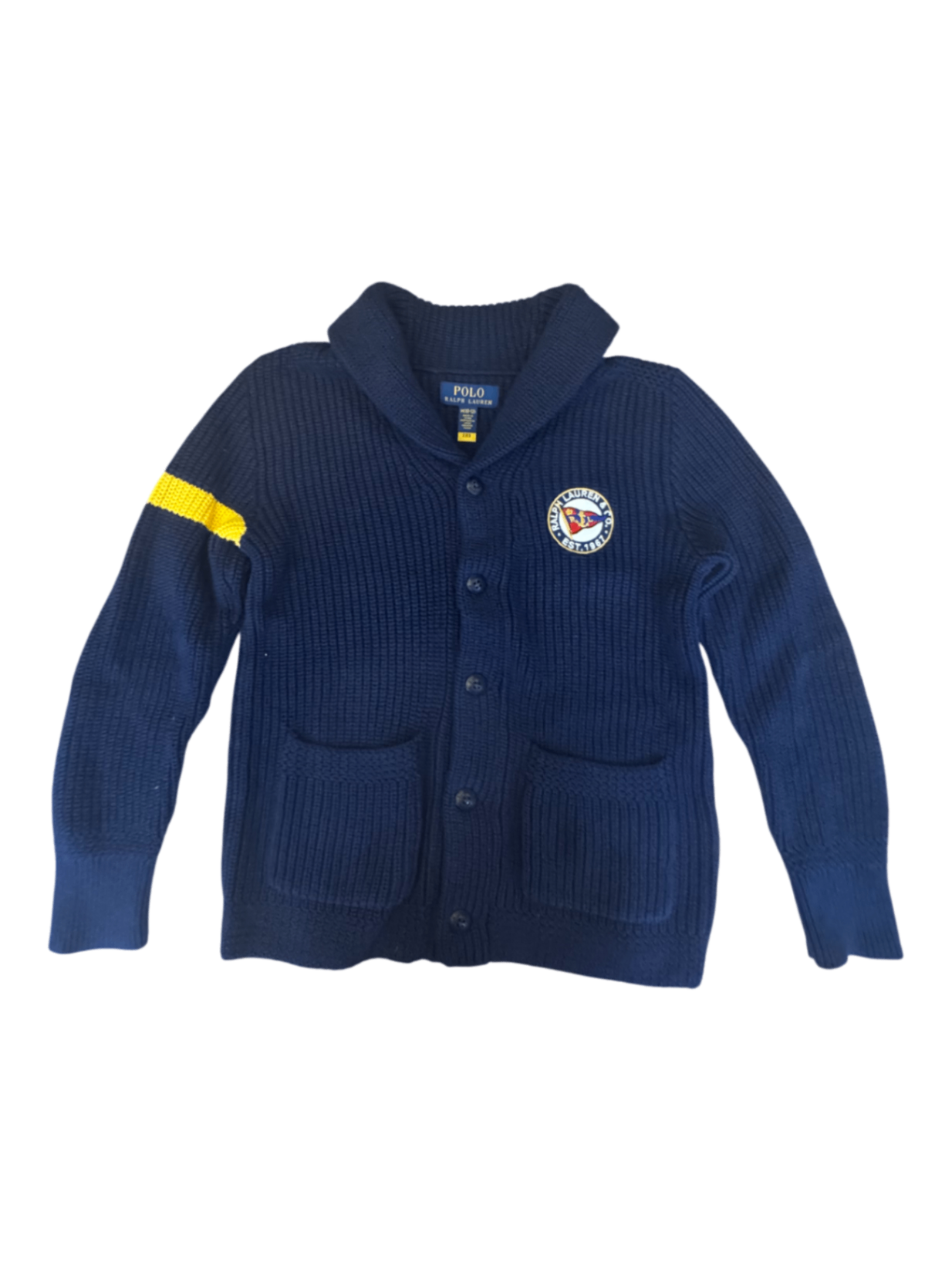 Cardigan mit Schalkragen Dunkelblau mit Nautical Flag Gr.140 | Polo Ralph Lauren