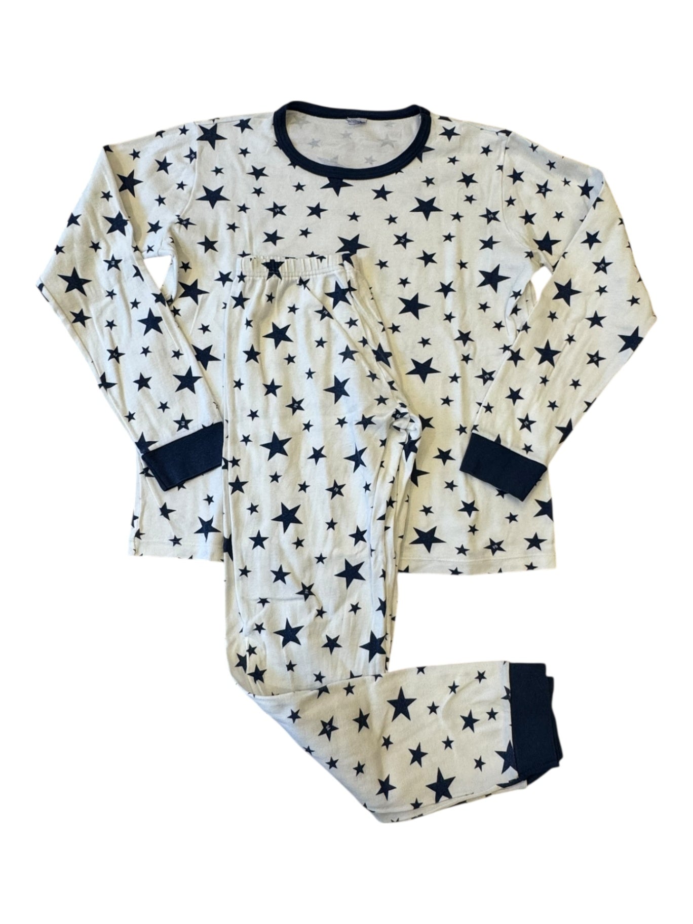 Pyjama 2-teilig Weiß mit blauen Sternen Gr.140 | Petit Bateau