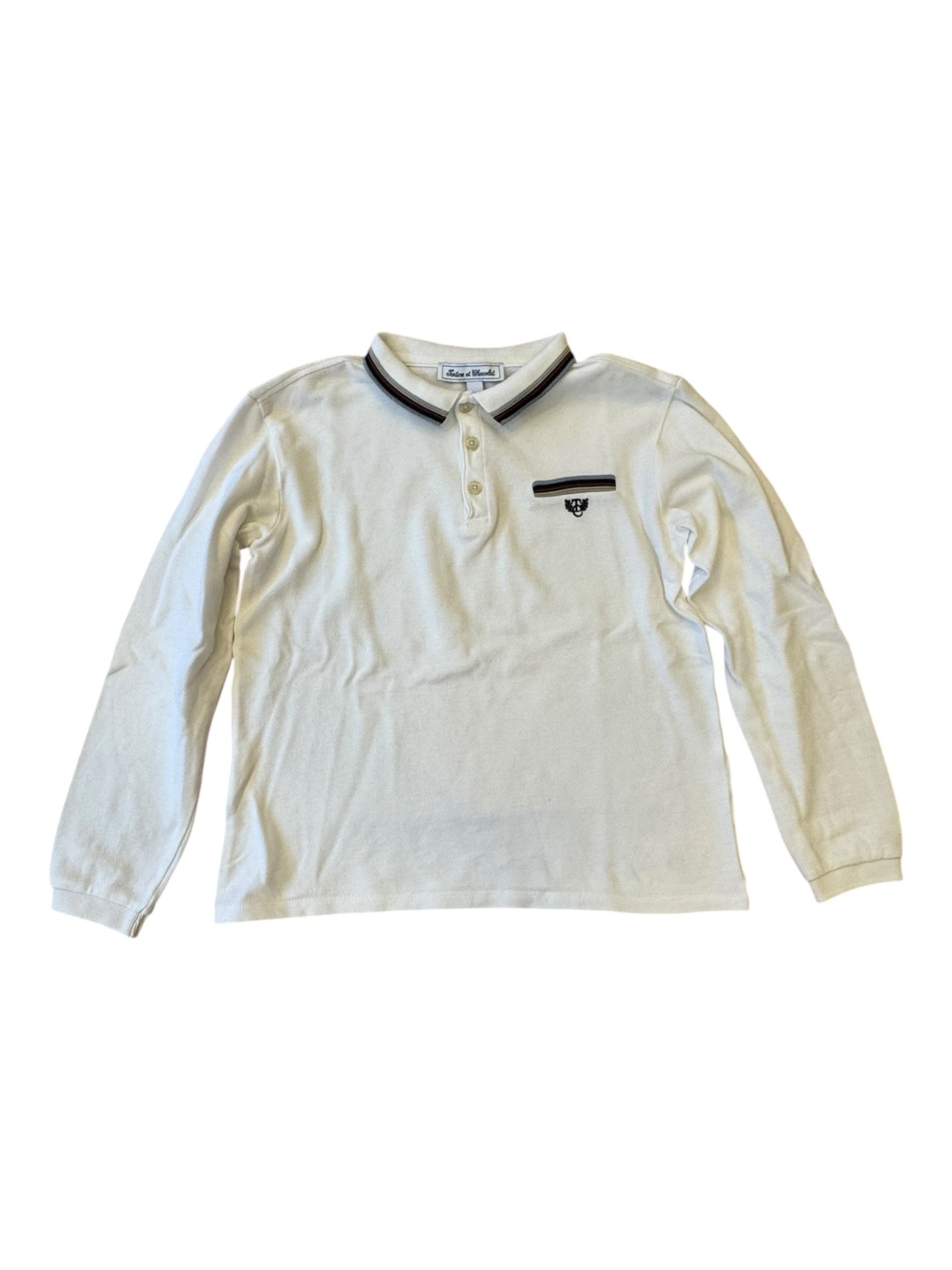 Poloshirt langarm Weiß Gr.12 | Tartine et Chocolat