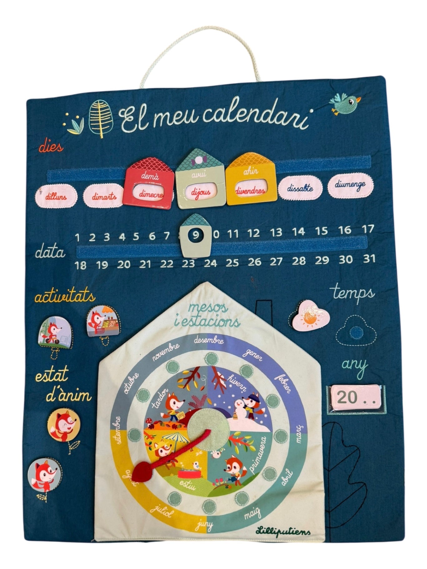 Stoffkalender Wandkalender "El meu calendari" Gr. 50*60 cm | Lilliputiens