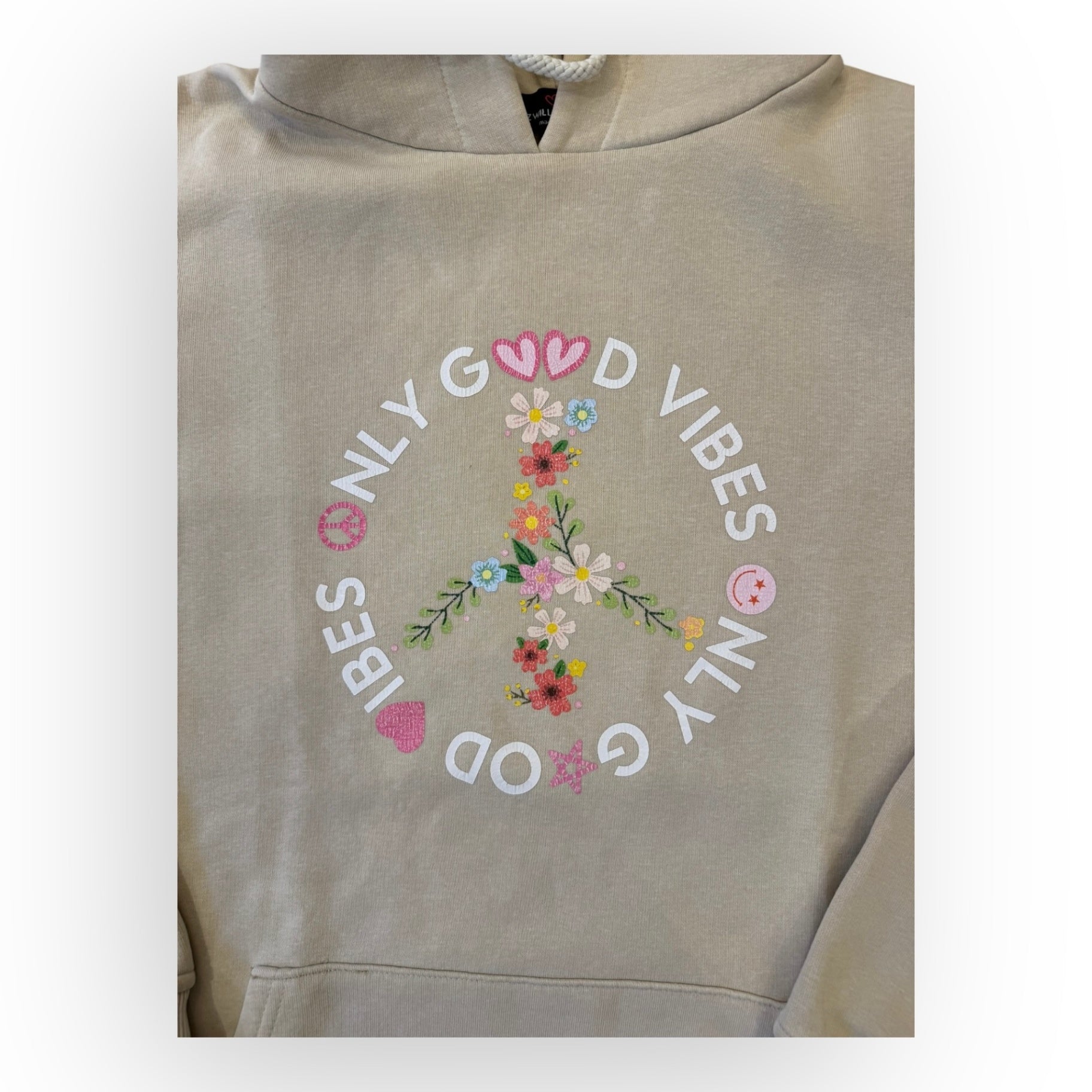 Hoodie Beige mit Blumenprint Gr.164/170 | Zwillingsherz
