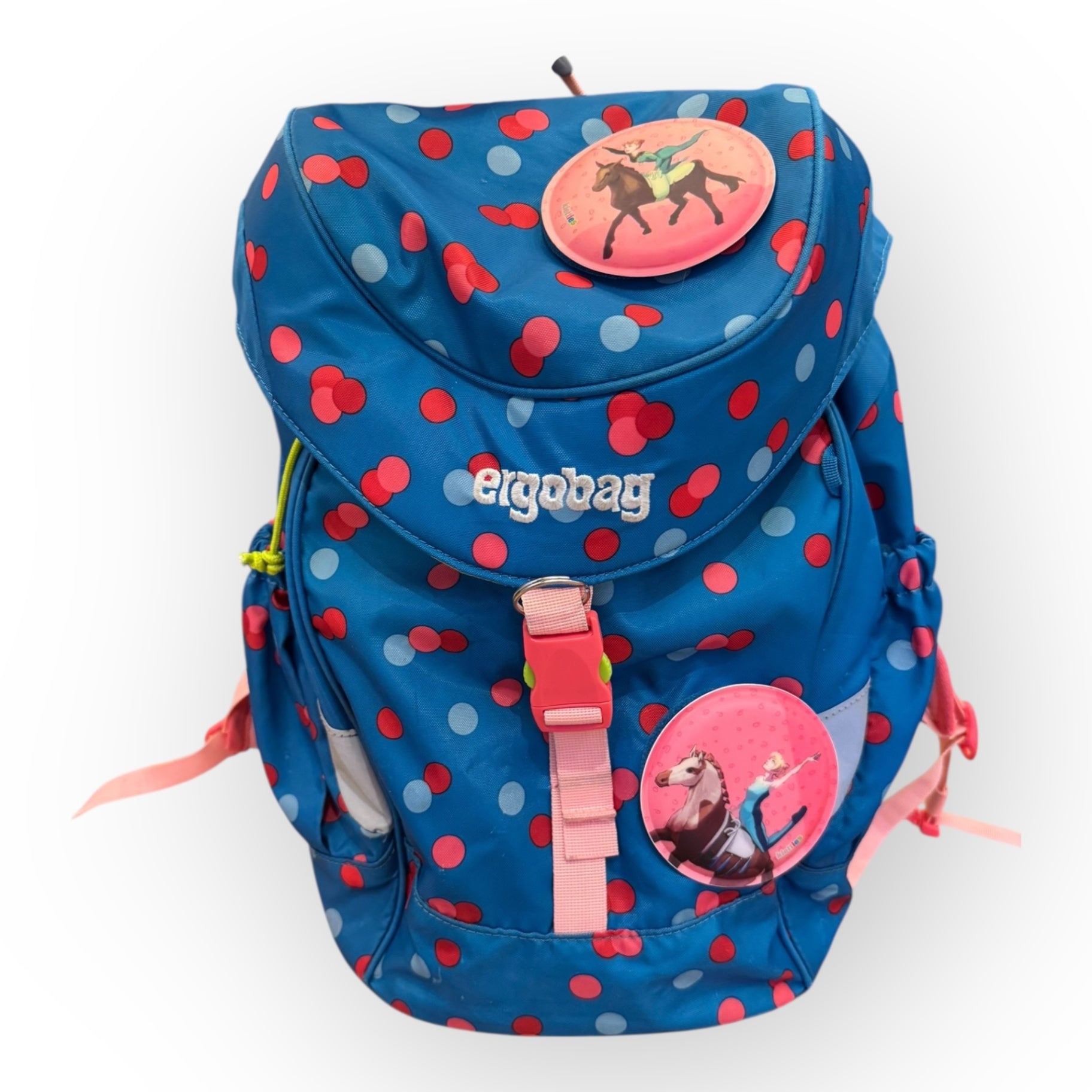 Rucksack Kinder Blau mit roten und hellblauen PunktenDesign "Volti Bär" Gr.35*22*13 cm | Ergobag