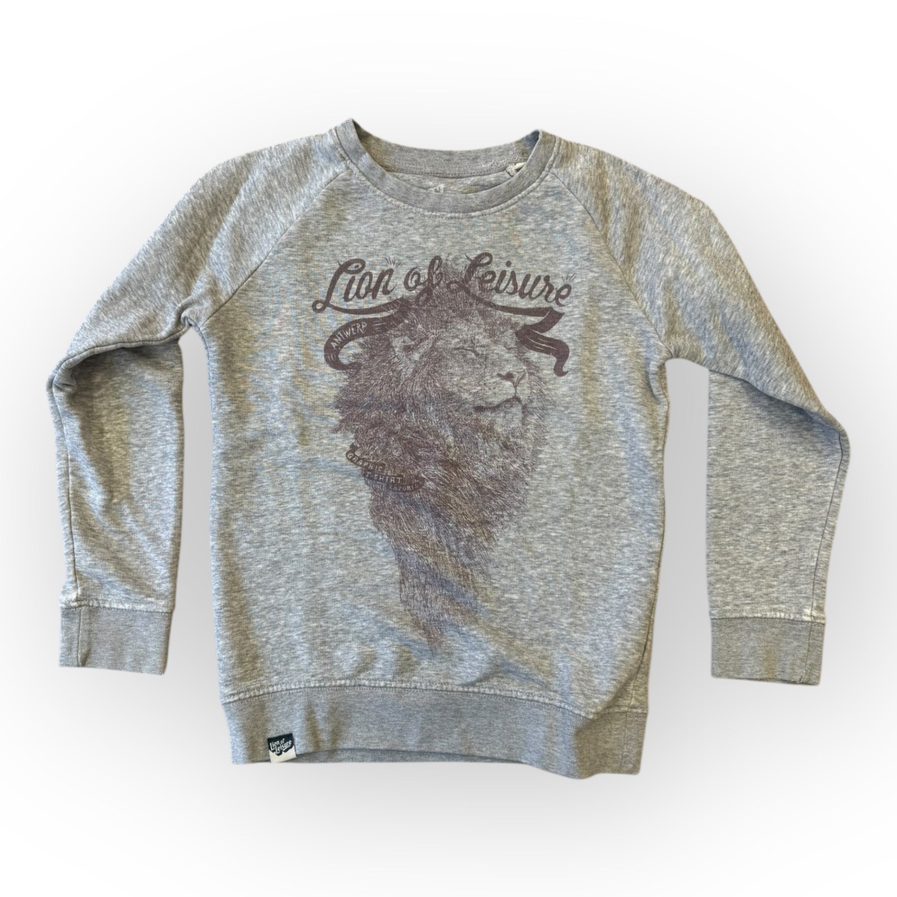 Sweater Grau mit Löwen-Print Gr.122 | Stanley / Stella