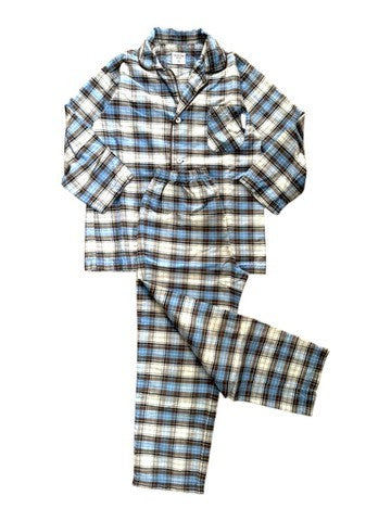 Pyjama blau kariert Gr.128/134 | Tavolinchen